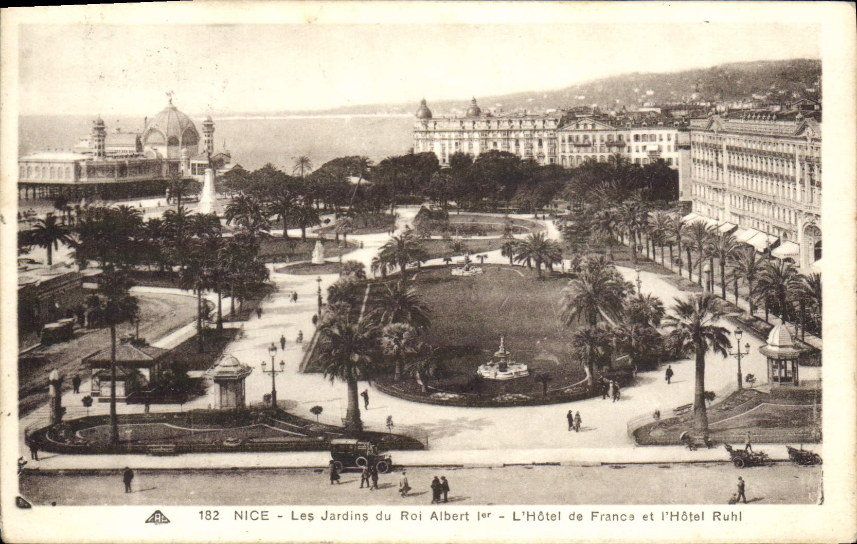 CPA Nice Les Jardins du Roi Albert L'hotel de France et l'hotel Ruhl
