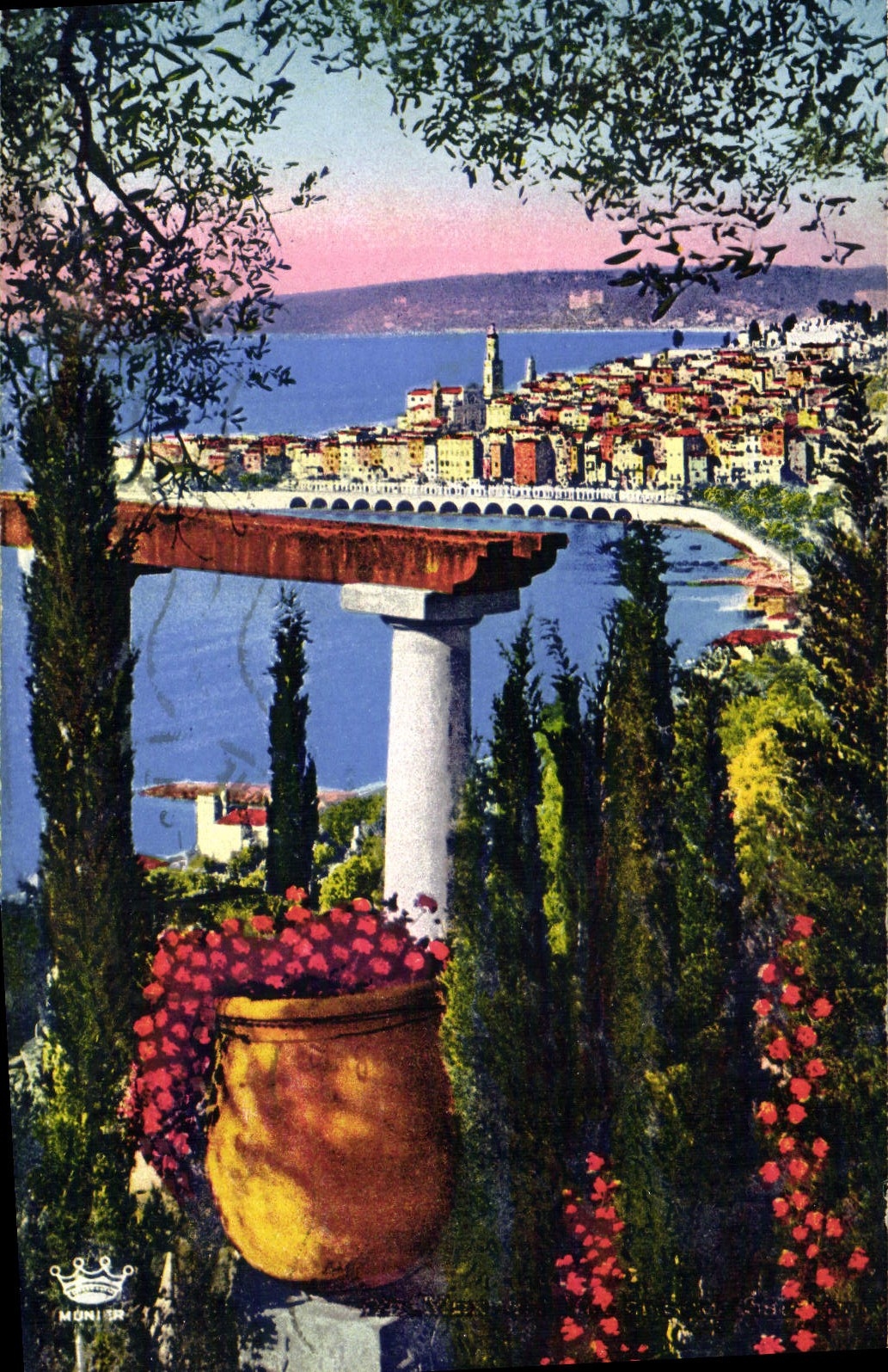VINTAGE POSTCARD Menton Seen from of Garavan