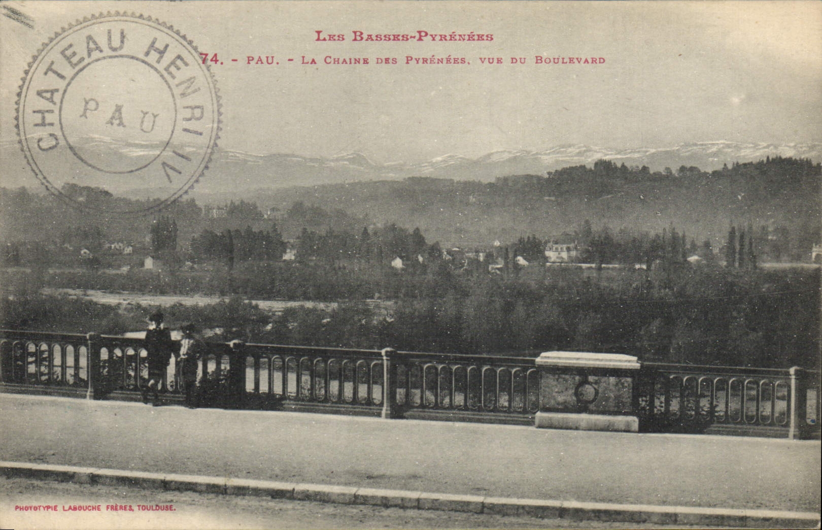 VINTAGE POSTCARD Pau the Chain of the Pyrenees Seen of the boulevard