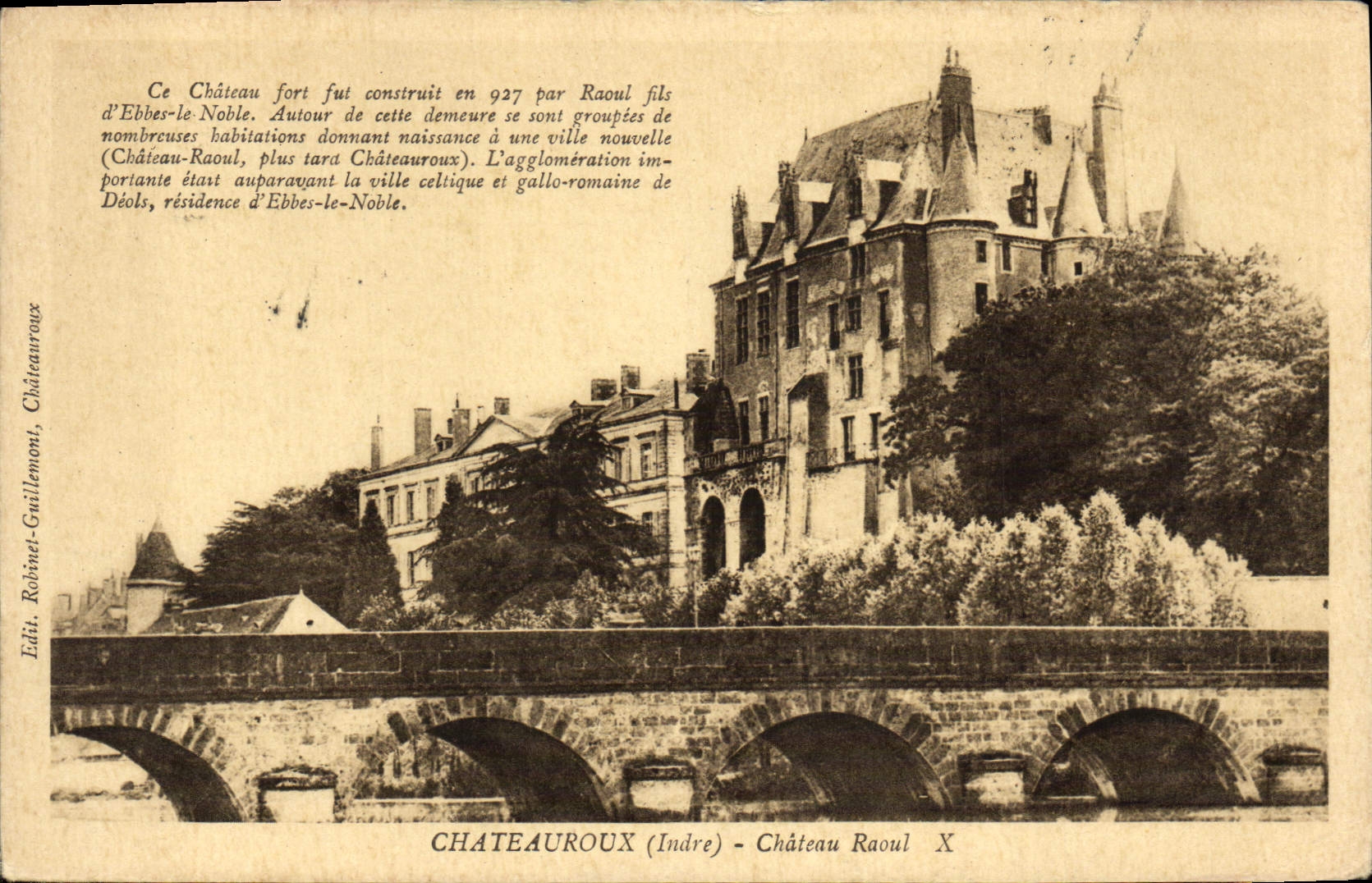 VINTAGE POSTCARD Chateauroux Castle Raoul X