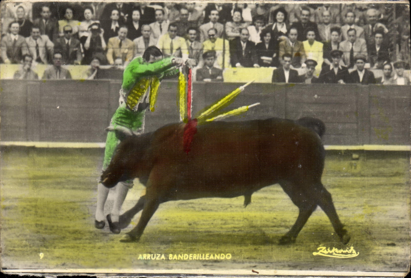 CPA Arruza Banderilleando Corrida Taureau