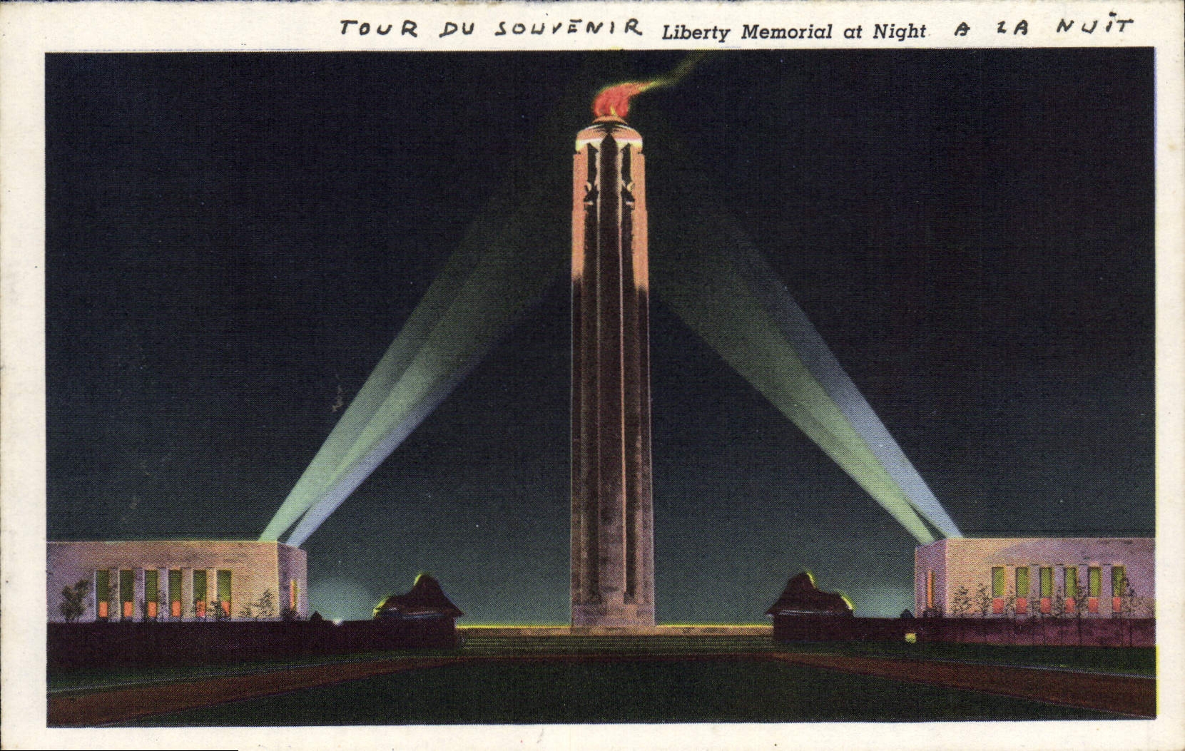 Monumento de la libertad de la POSTAL de la VENDIMIA en la casa corta de Jackson Co de la noche