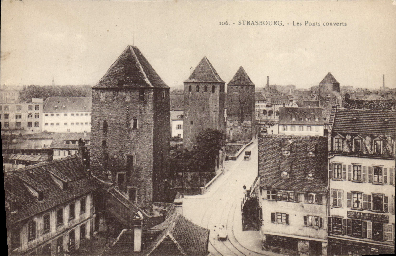 VINTAGE POSTCARD Strasbourg Covered Bridges