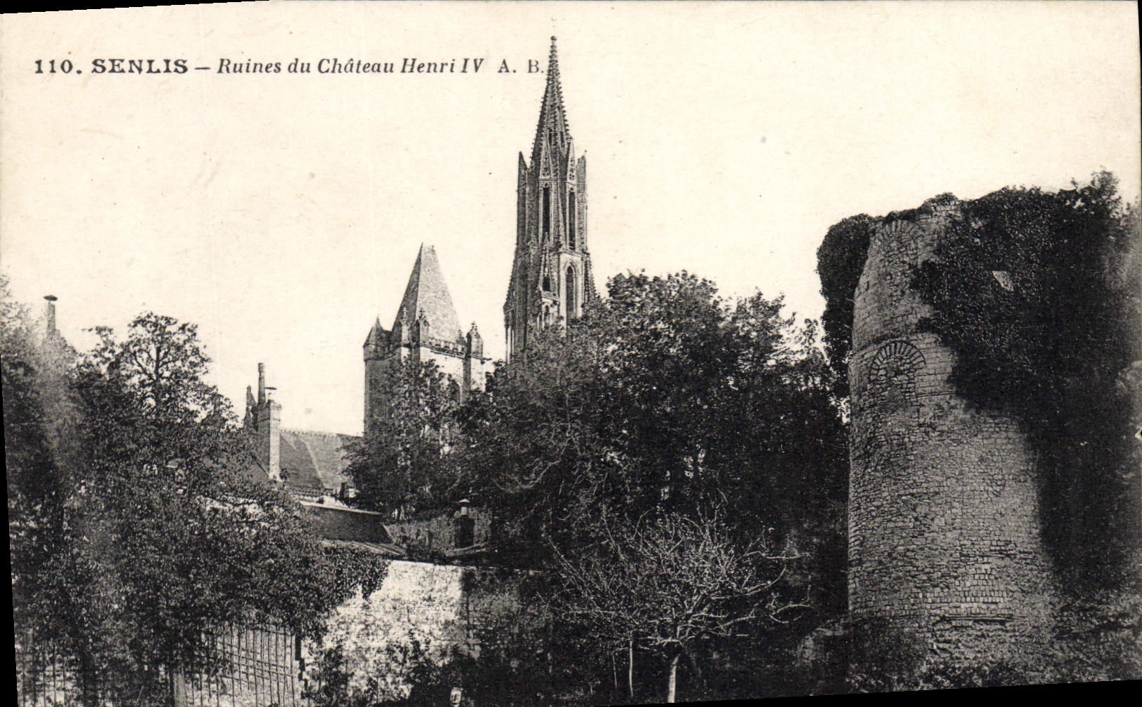 VINTAGE POSTCARD Senlis Ruins of the Castle Henri IV