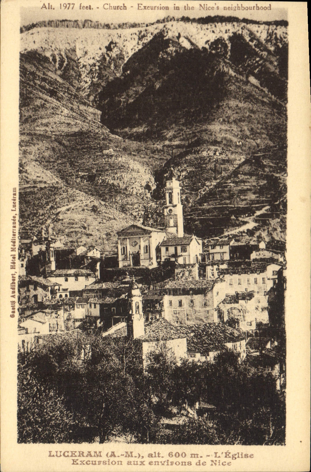 VINTAGE POSTCARD Luceram the Church Excursion around Nice