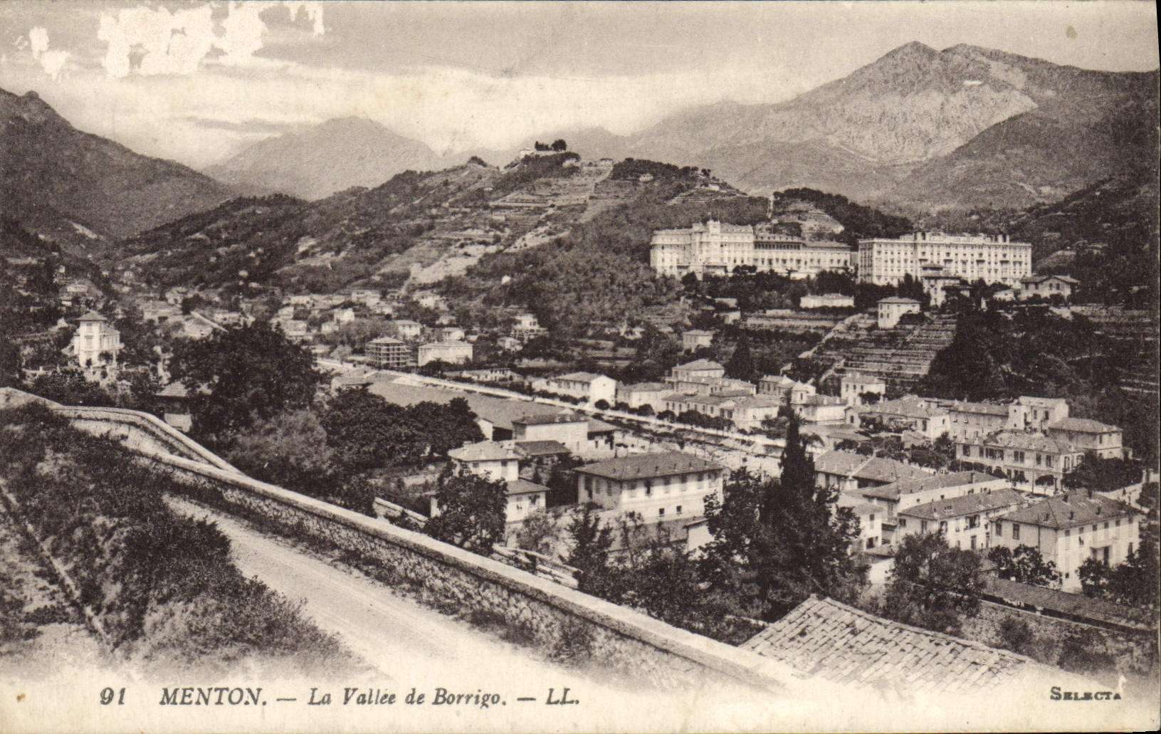 POSTAL de la VENDIMIA Menton el valle de Borrigo