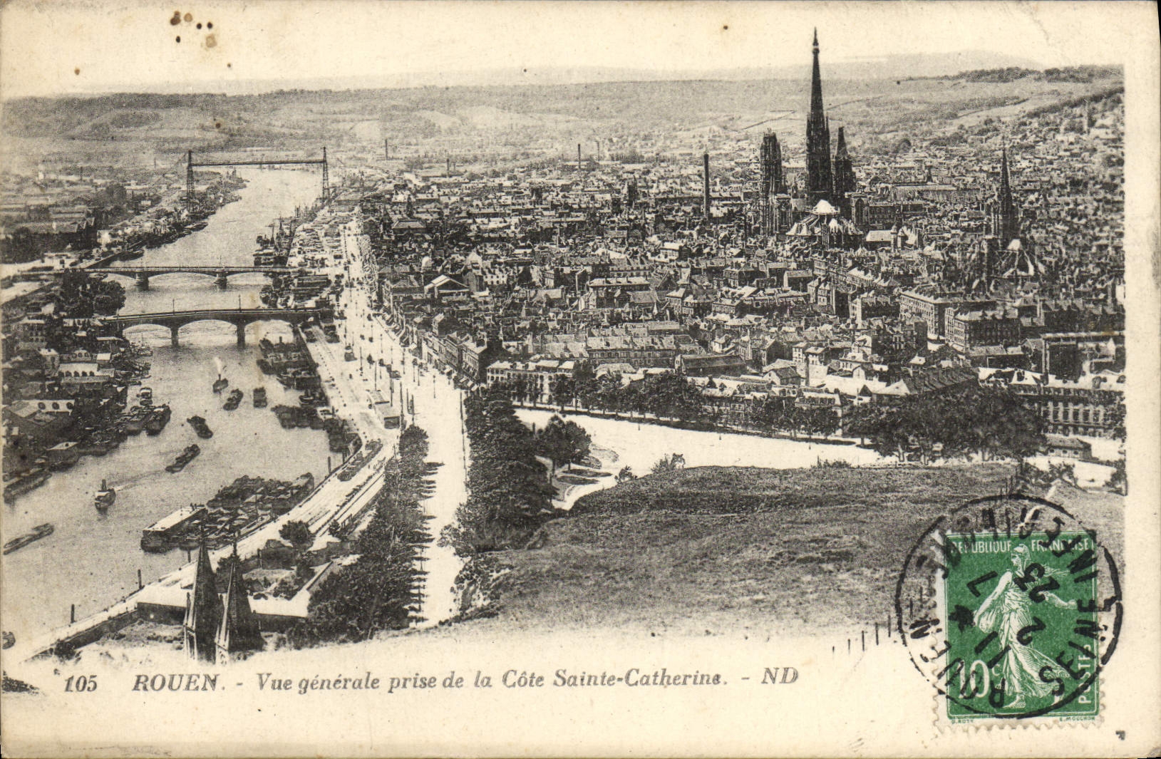 VINTAGE POSTCARD Rouen View Taken of the Dimension Sainte Catherine