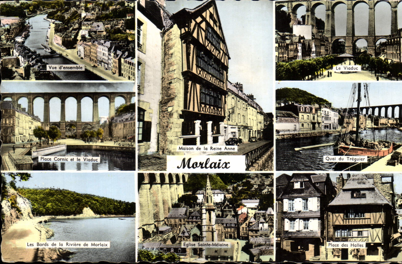 MODERN CARD Maison of the Queen Anne Morlaix Places Cornic River banks of Morlaix Viaduc Quay of Treguier