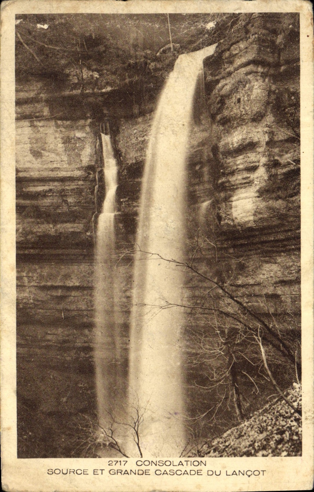 VINTAGE POSTCARD Consolation Source and Large Cascade of Lancot