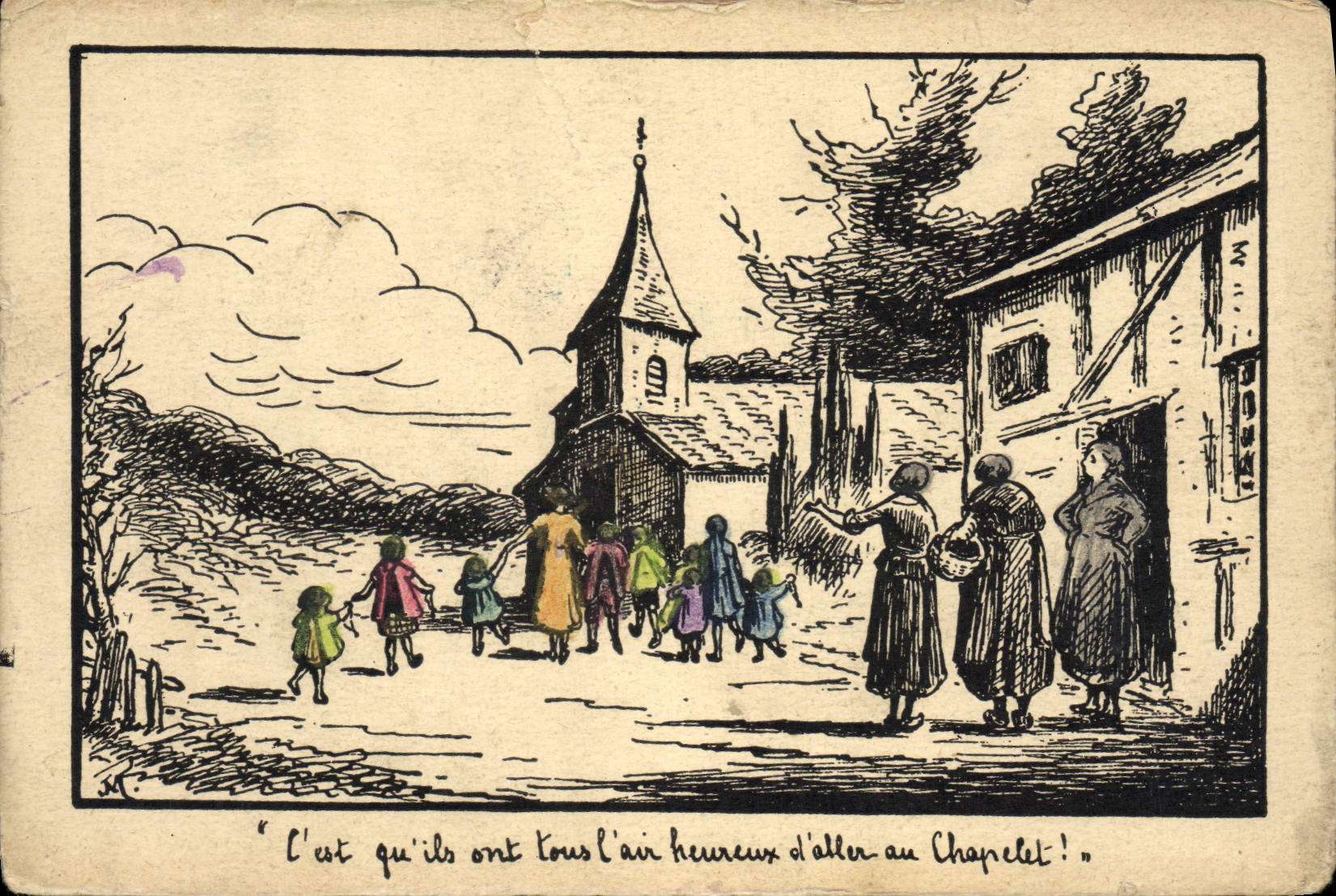 CPA Fantaisie Femmes Enfants