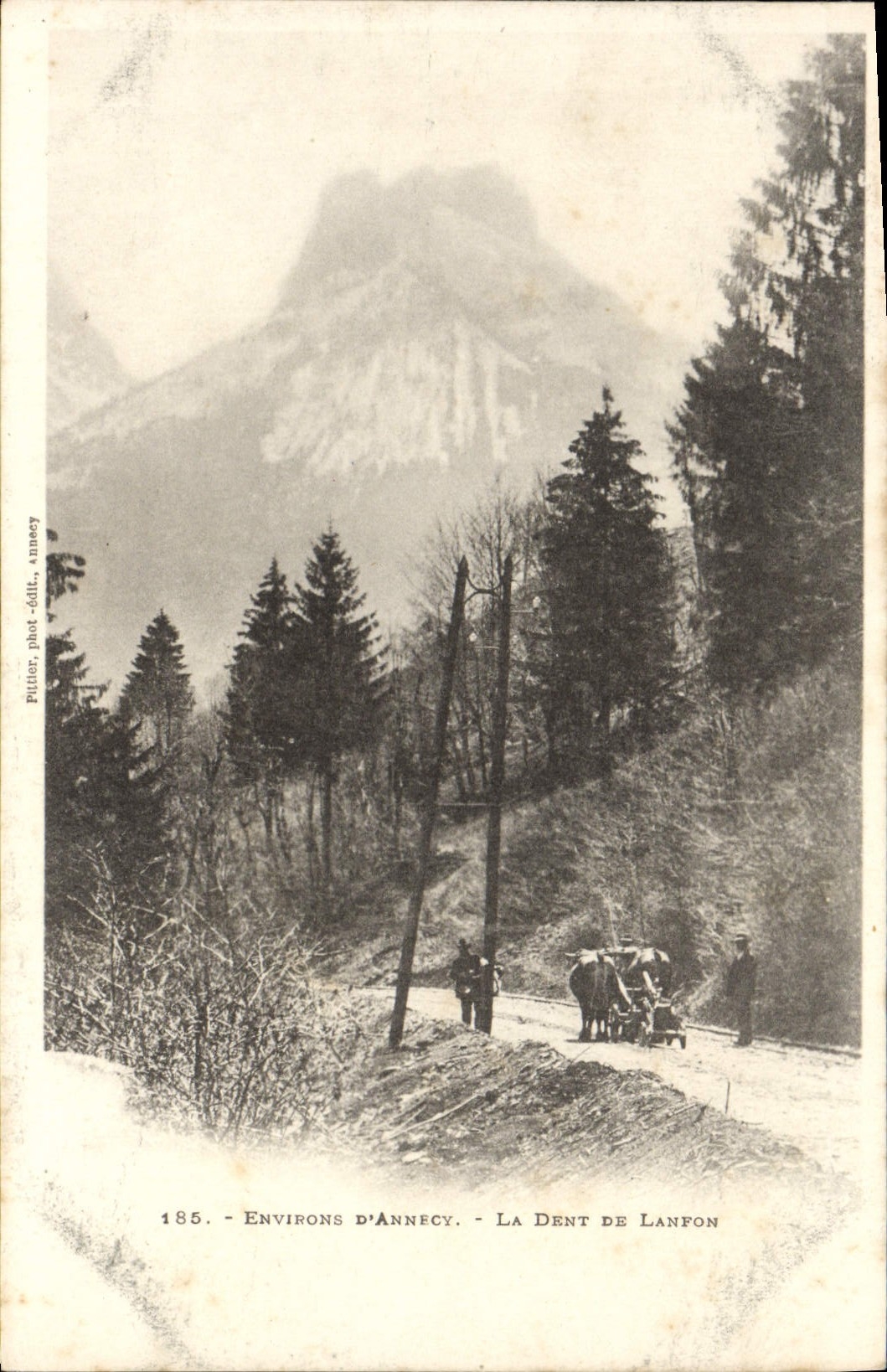 Alrededores de la POSTAL de la VENDIMIA de Annecy el diente de Lanfon (buen coche de la animación de bueyes)