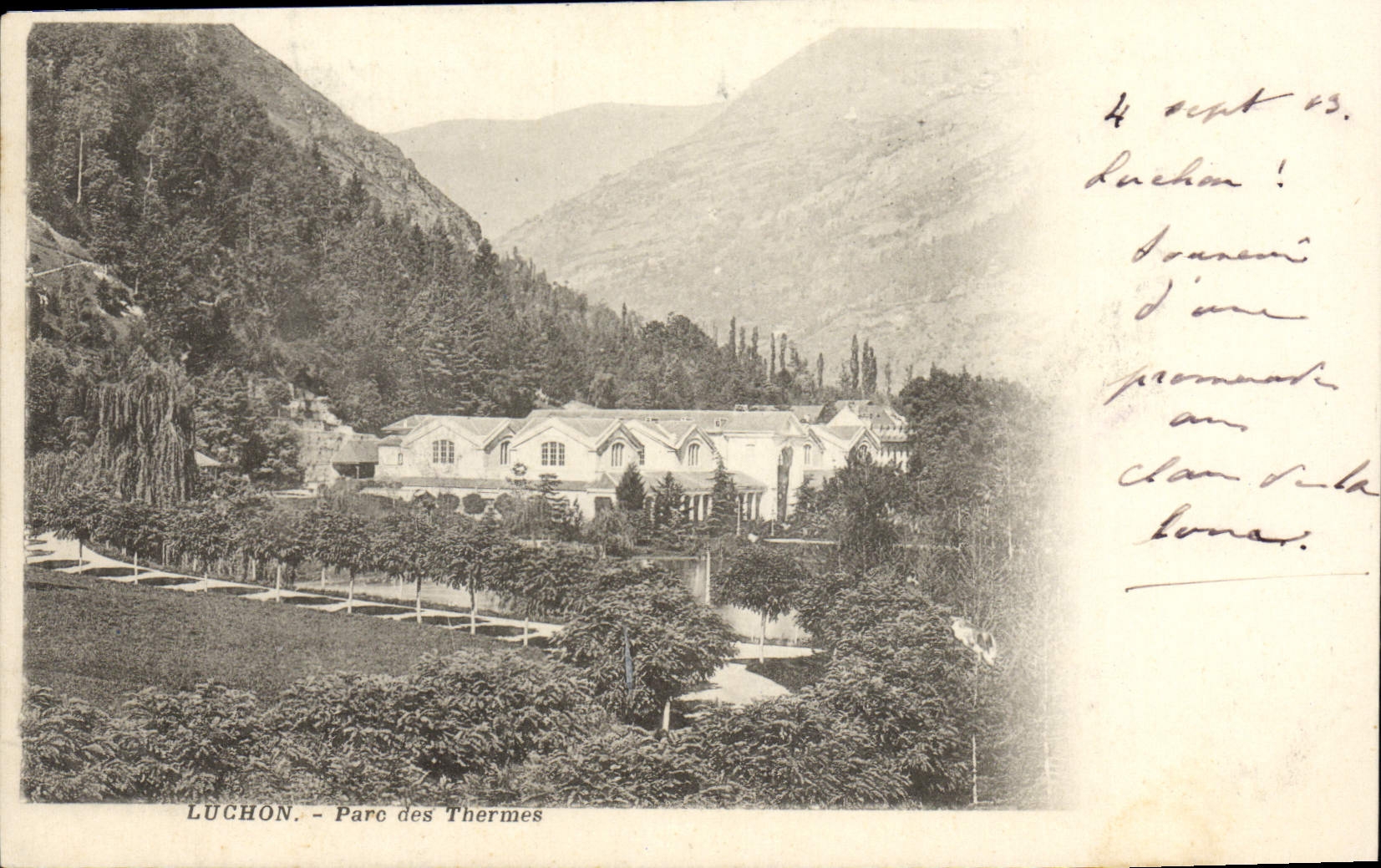 VINTAGE POSTCARD Luchon Park of the Thermal baths