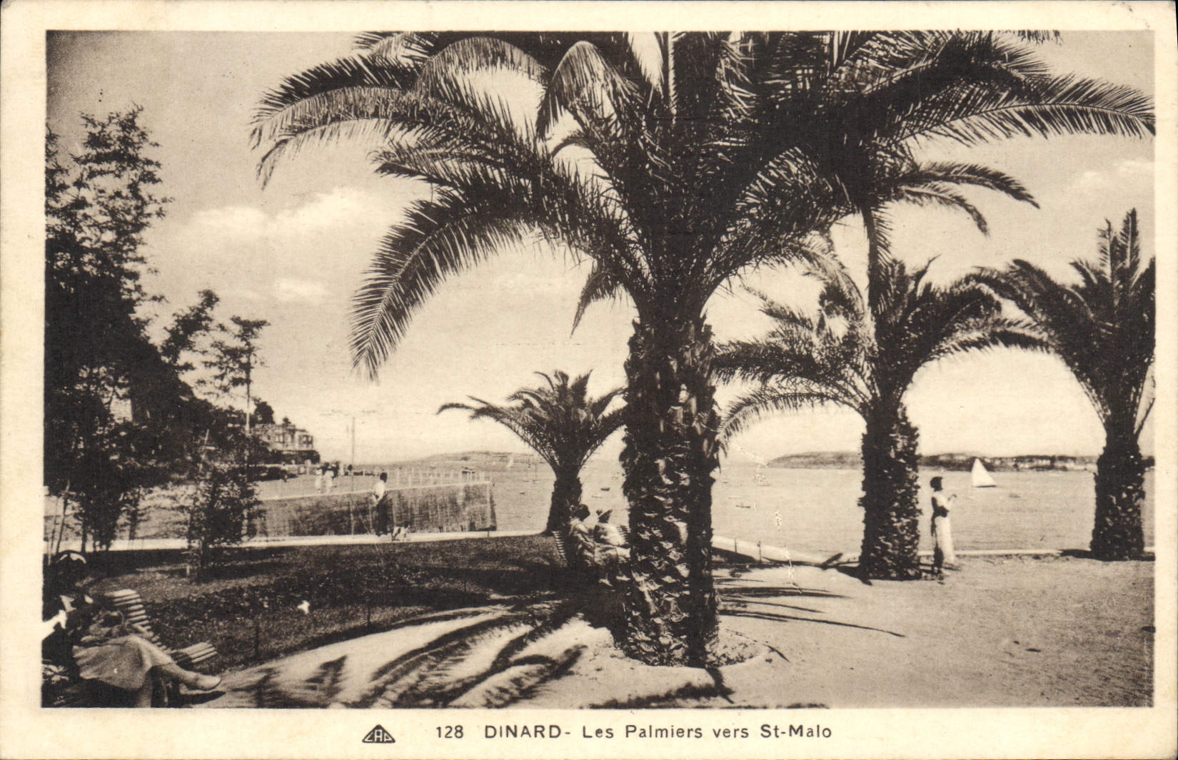 VINTAGE POSTCARD Dinard Palm trees towards Malo Saint