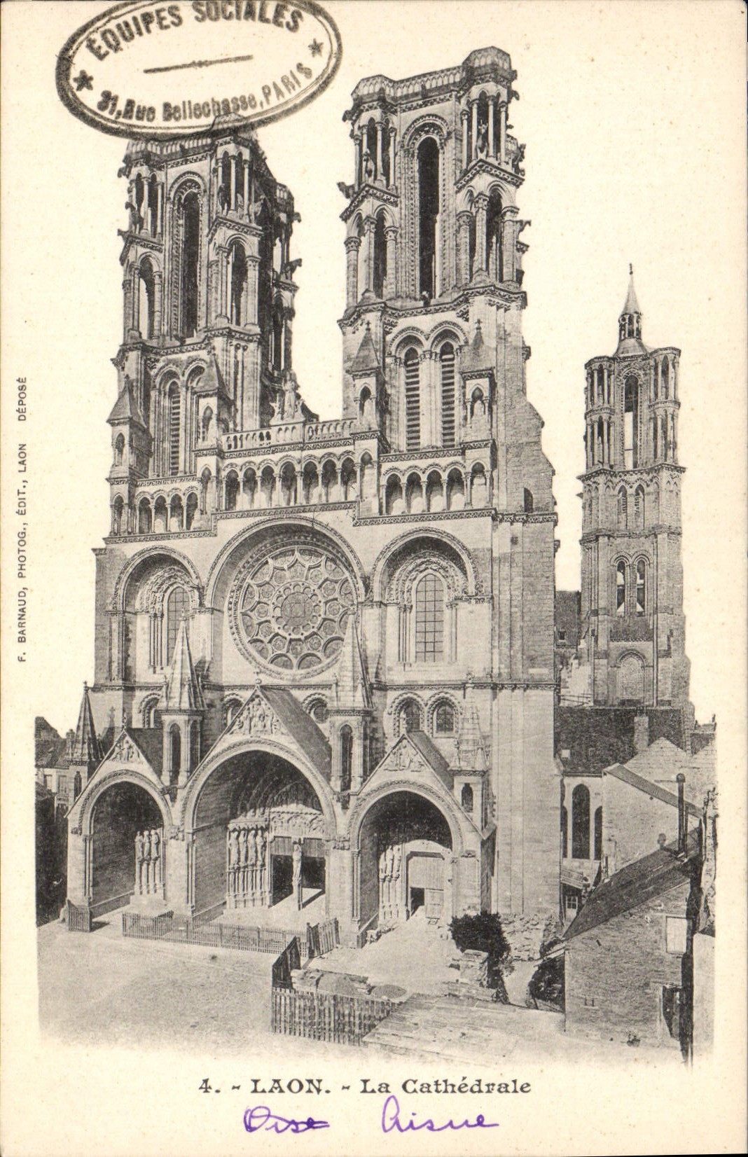 VINTAGE POSTCARD Laon the Cathedral