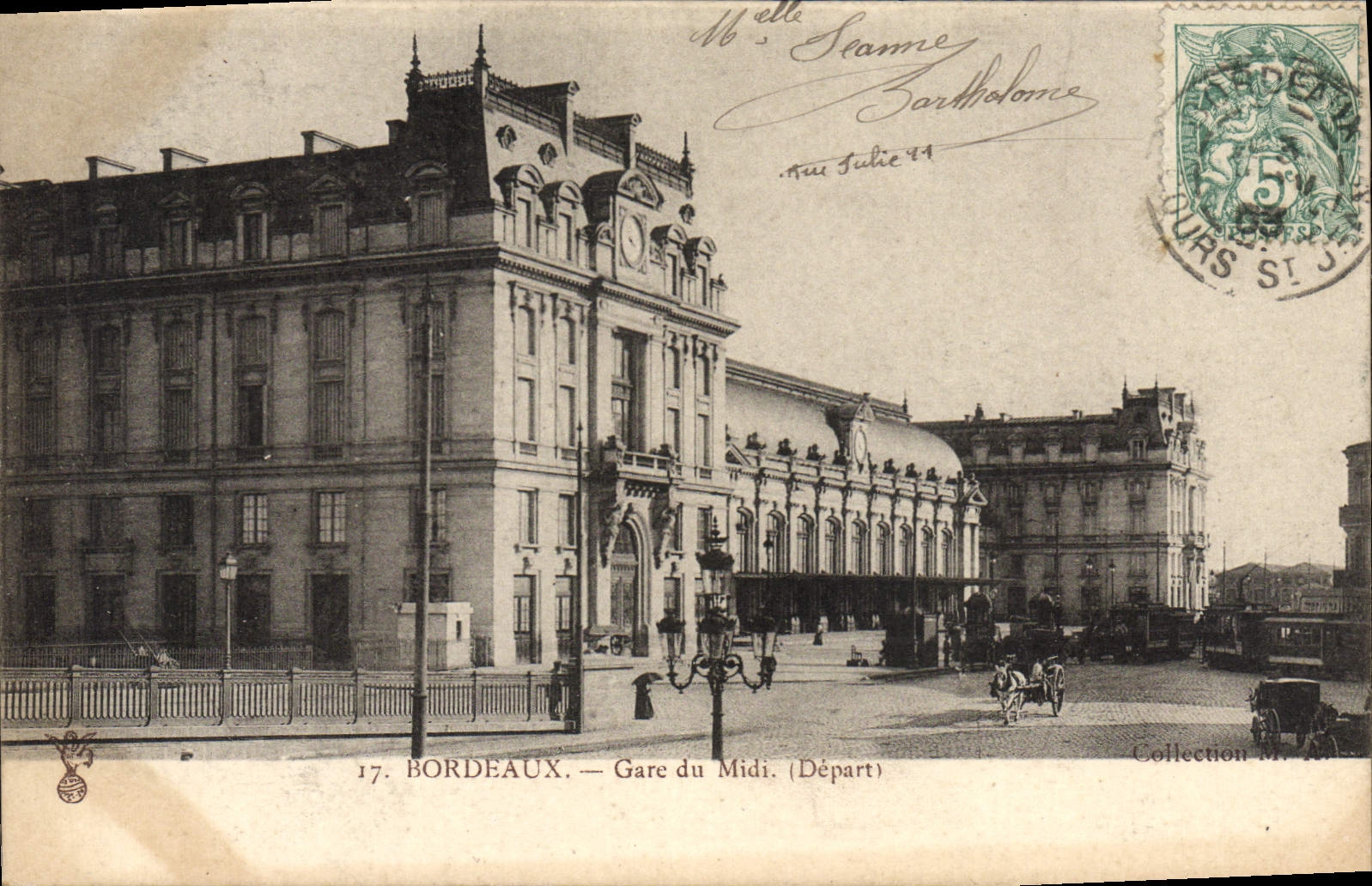VINTAGE POSTCARD Bordeaux Parks South Departure