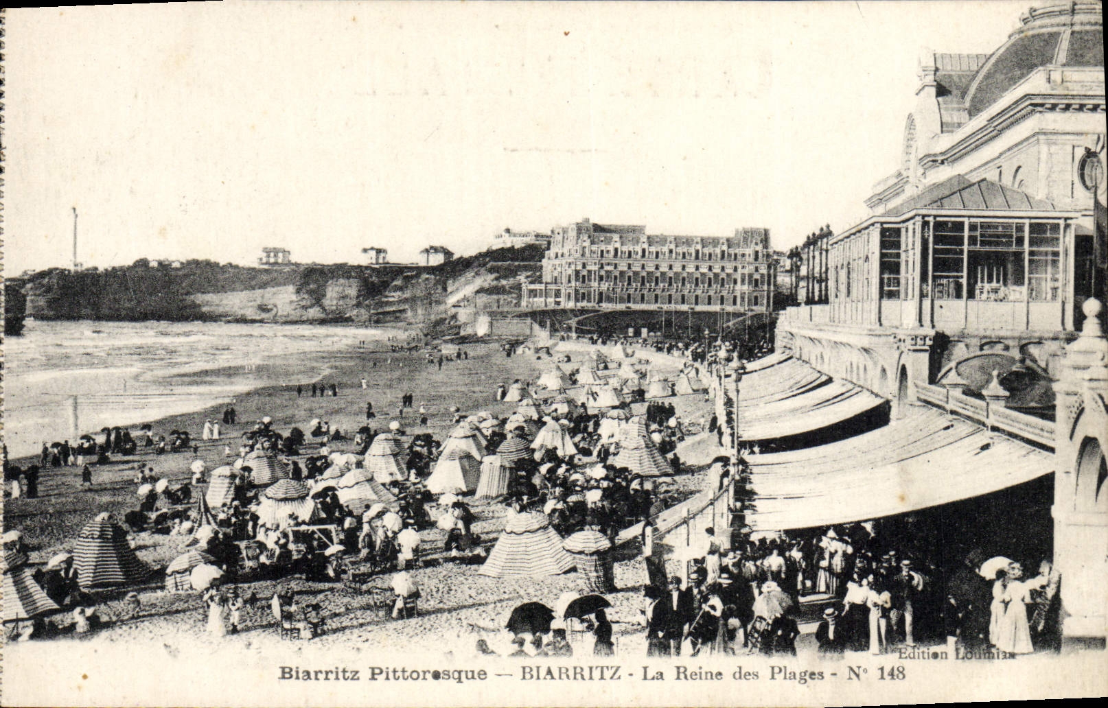 VINTAGE POSTCARD Picturesque Biarritz Biarritz the Queen of the beaches