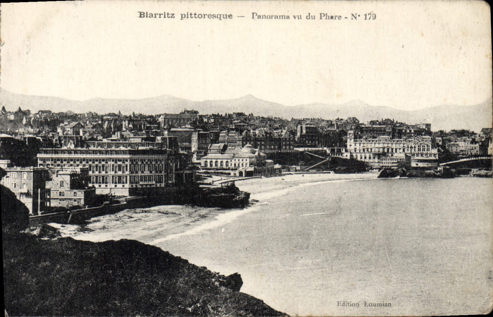 VINTAGE POSTCARD Picturesque Biarritz Panorama seen of the Lighthouse