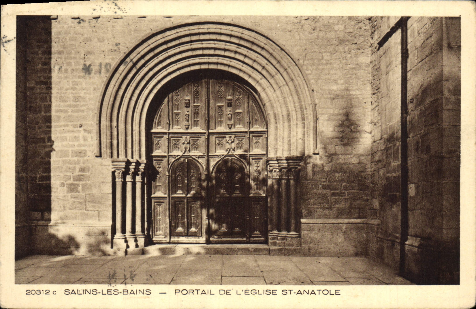 VINTAGE POSTCARD Saline Les Bains Gate Of the Church St Anatole