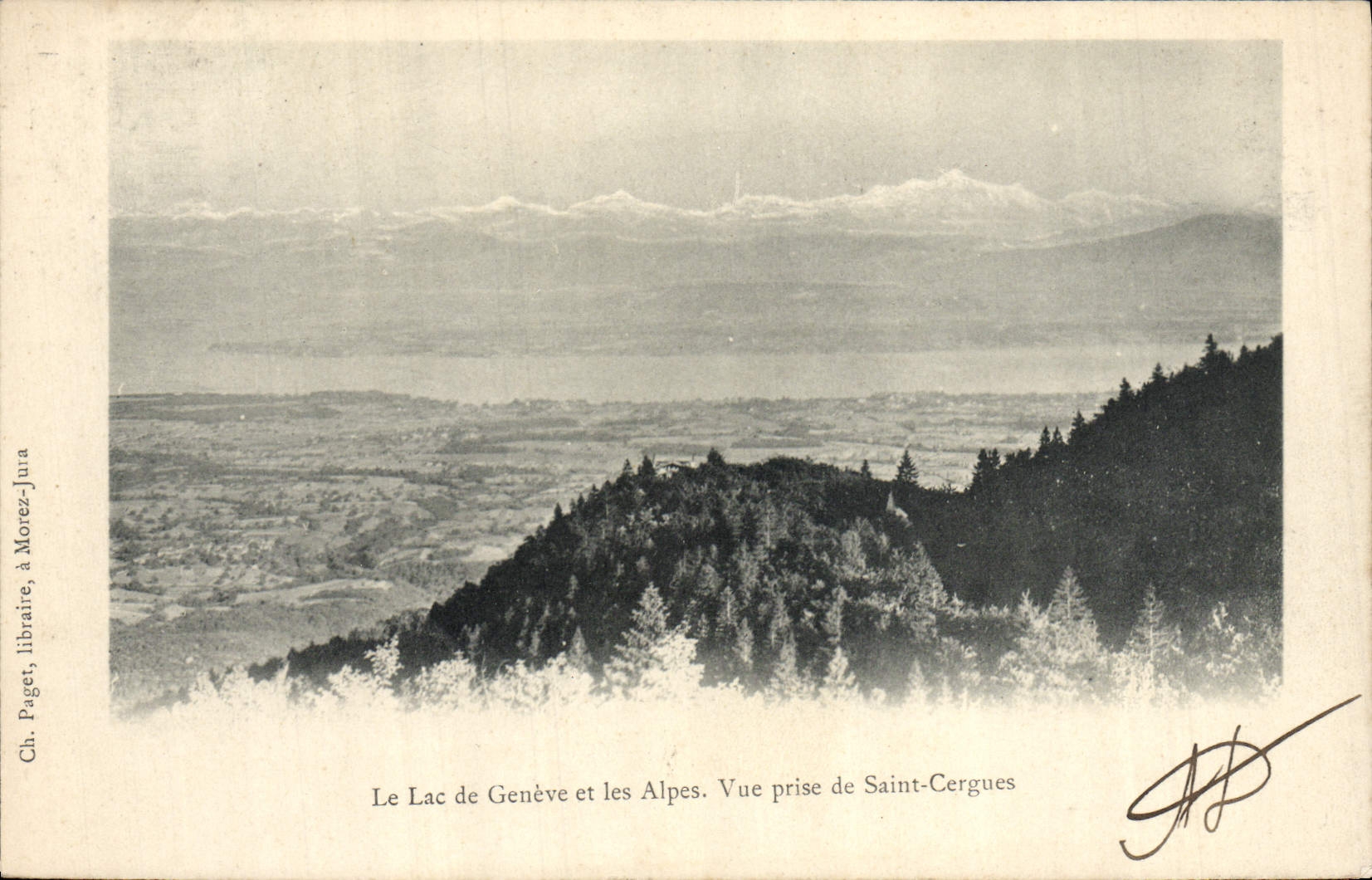 CPA Le lac de Geneve et les Alpes Vue prise de Saint Cergues 