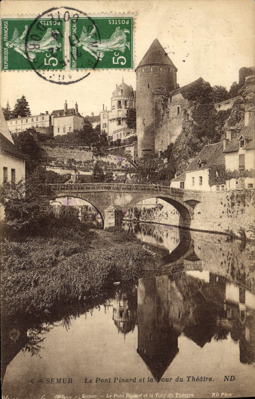 CPA Semur Le Pont Plnard et la Tour du Theatre