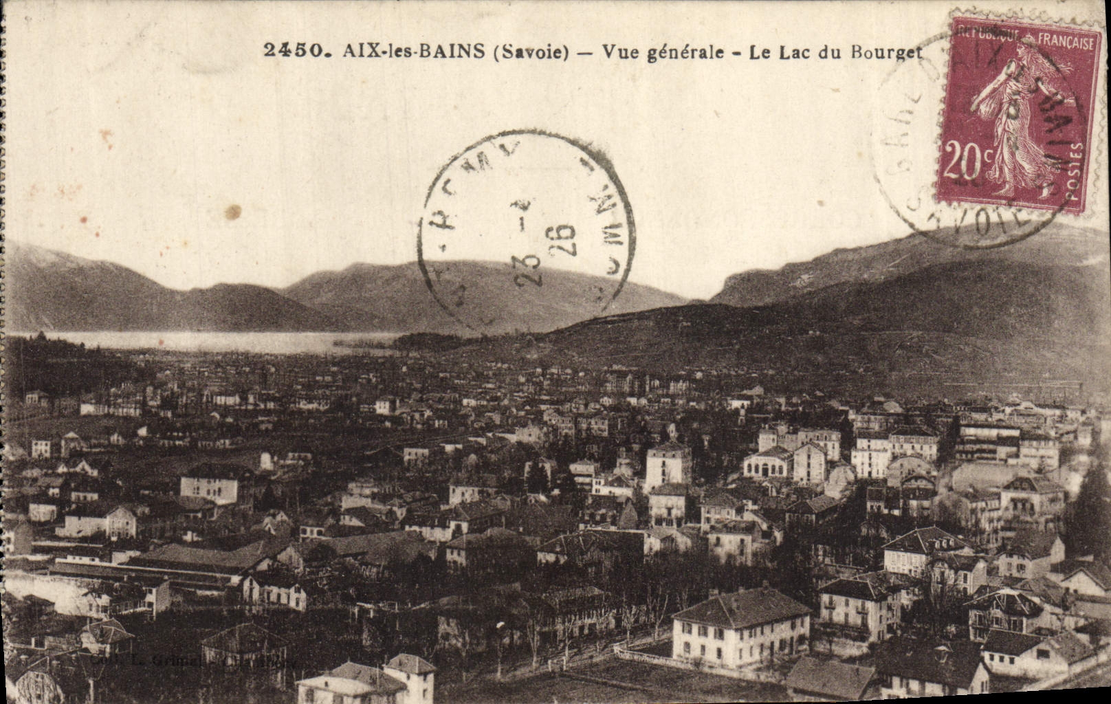VINTAGE POSTCARD Aix les Bains View the Lake of Le Bourget