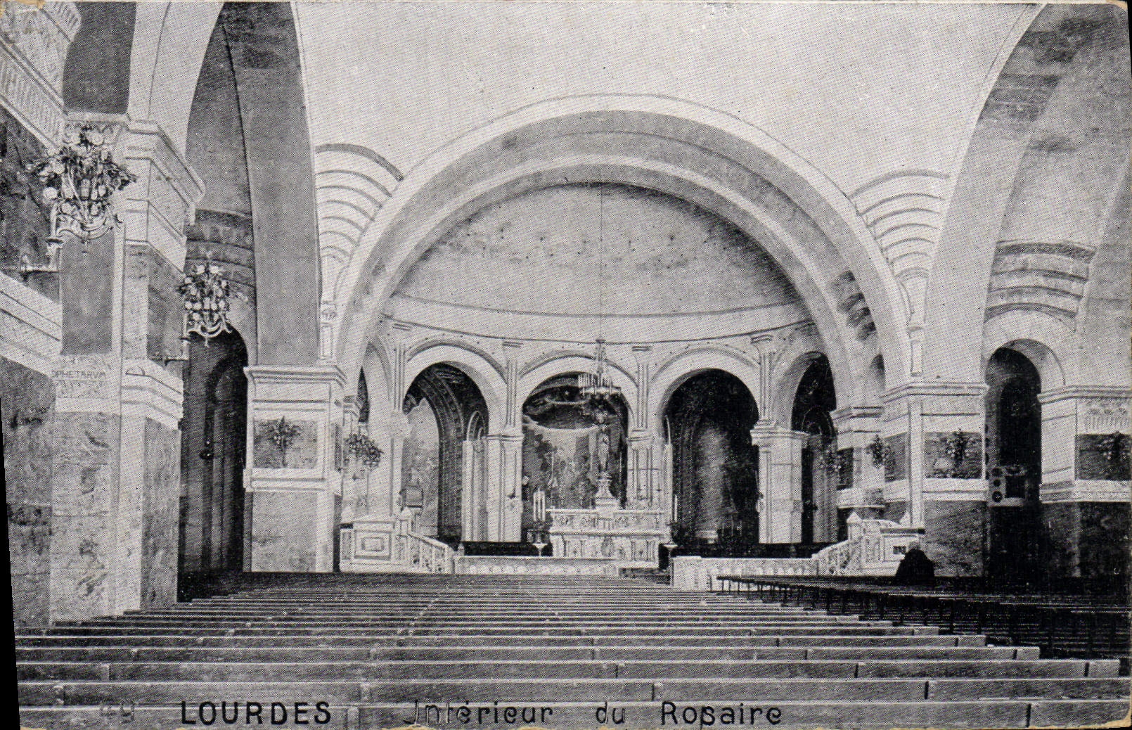 VINTAGE POSTCARD Heavy Interior of the Rosary