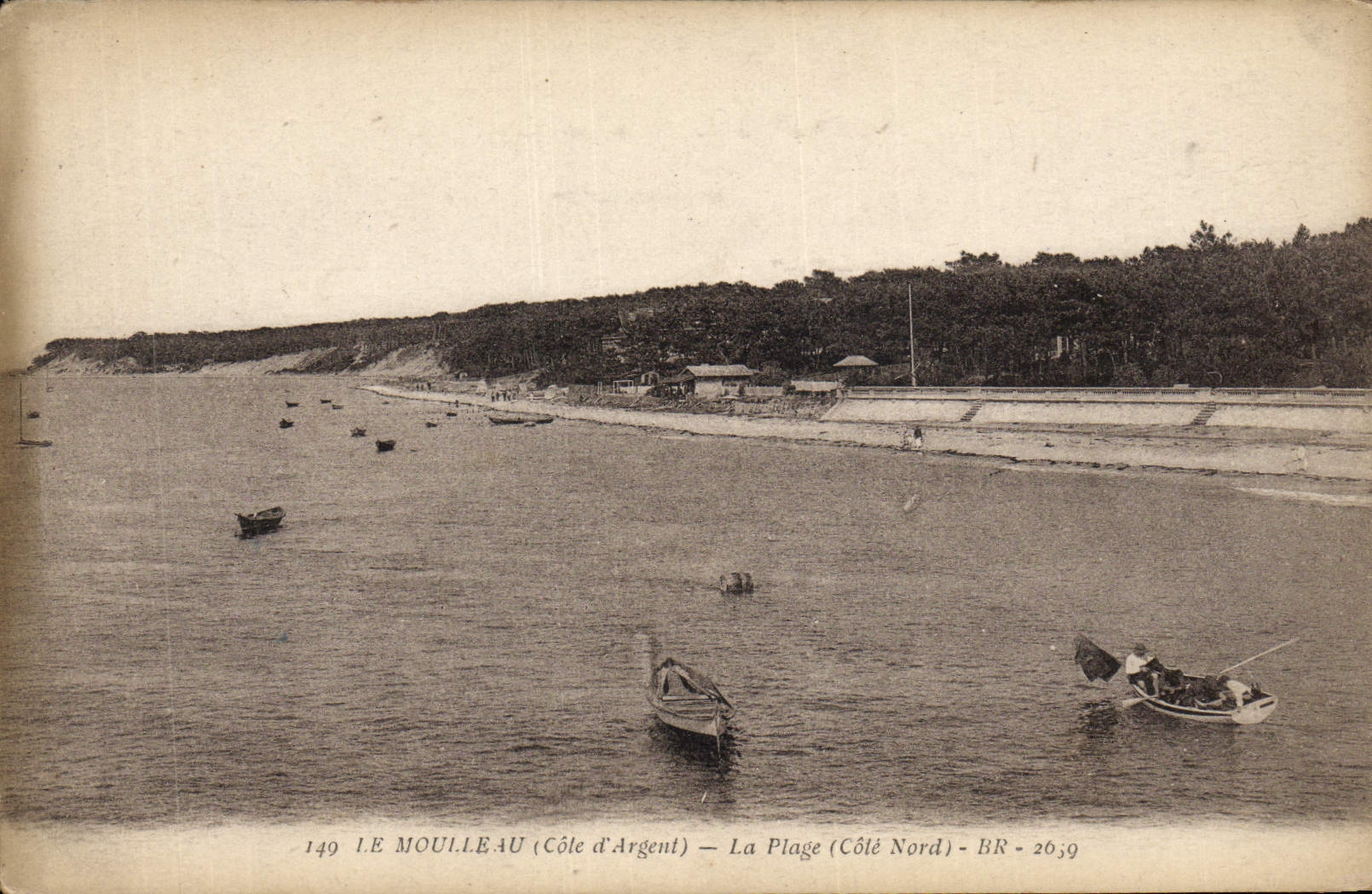 POSTAL Moulleau de la VENDIMIA el barco de la playa