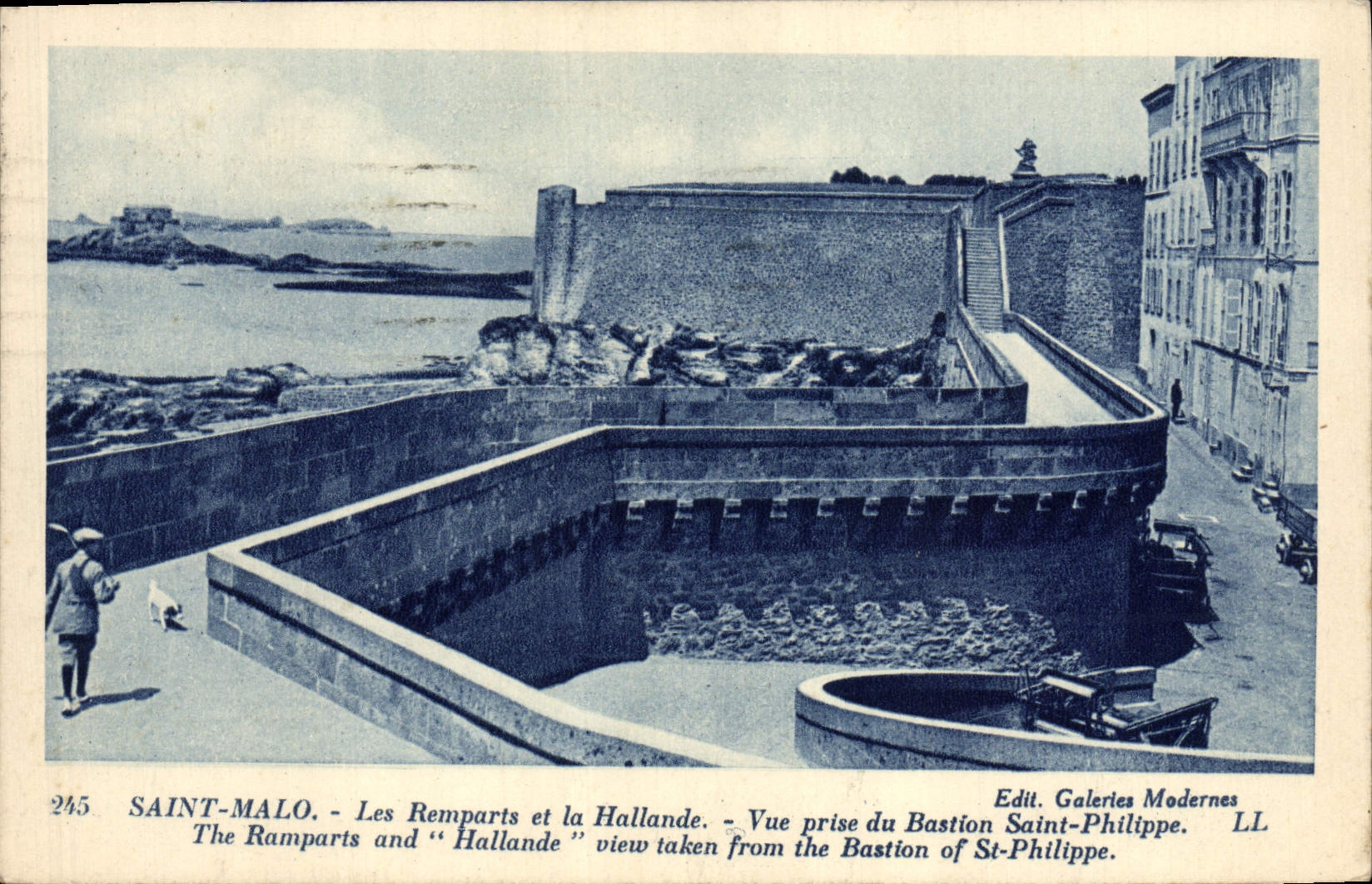 VINTAGE POSTCARD Holy Malo Walls and Hallande Seen from of the Holy Bastion Philippe