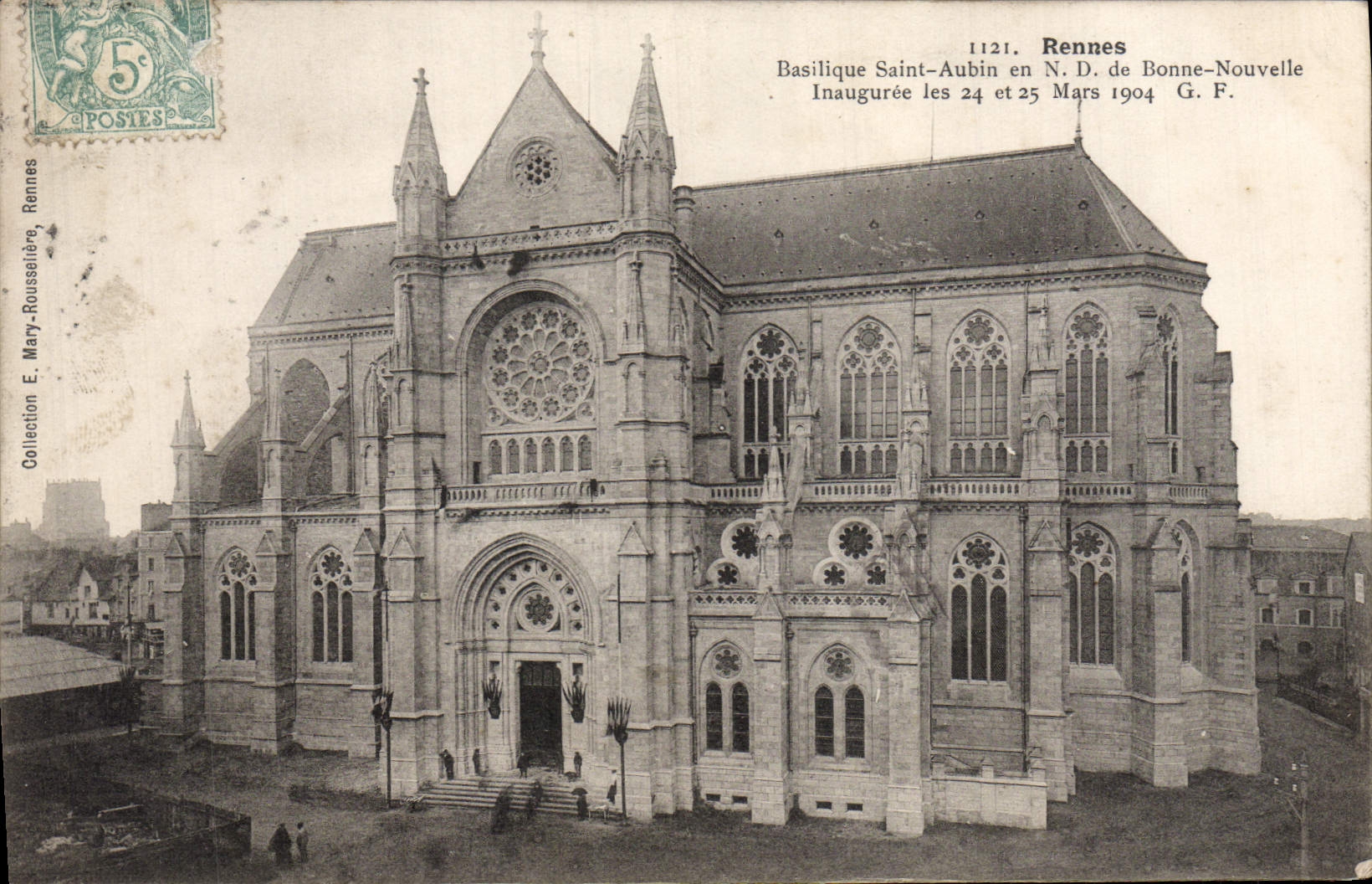 VINTAGE POSTCARD Rennes Basilica Aubin Saint as Notre Dame of Good news