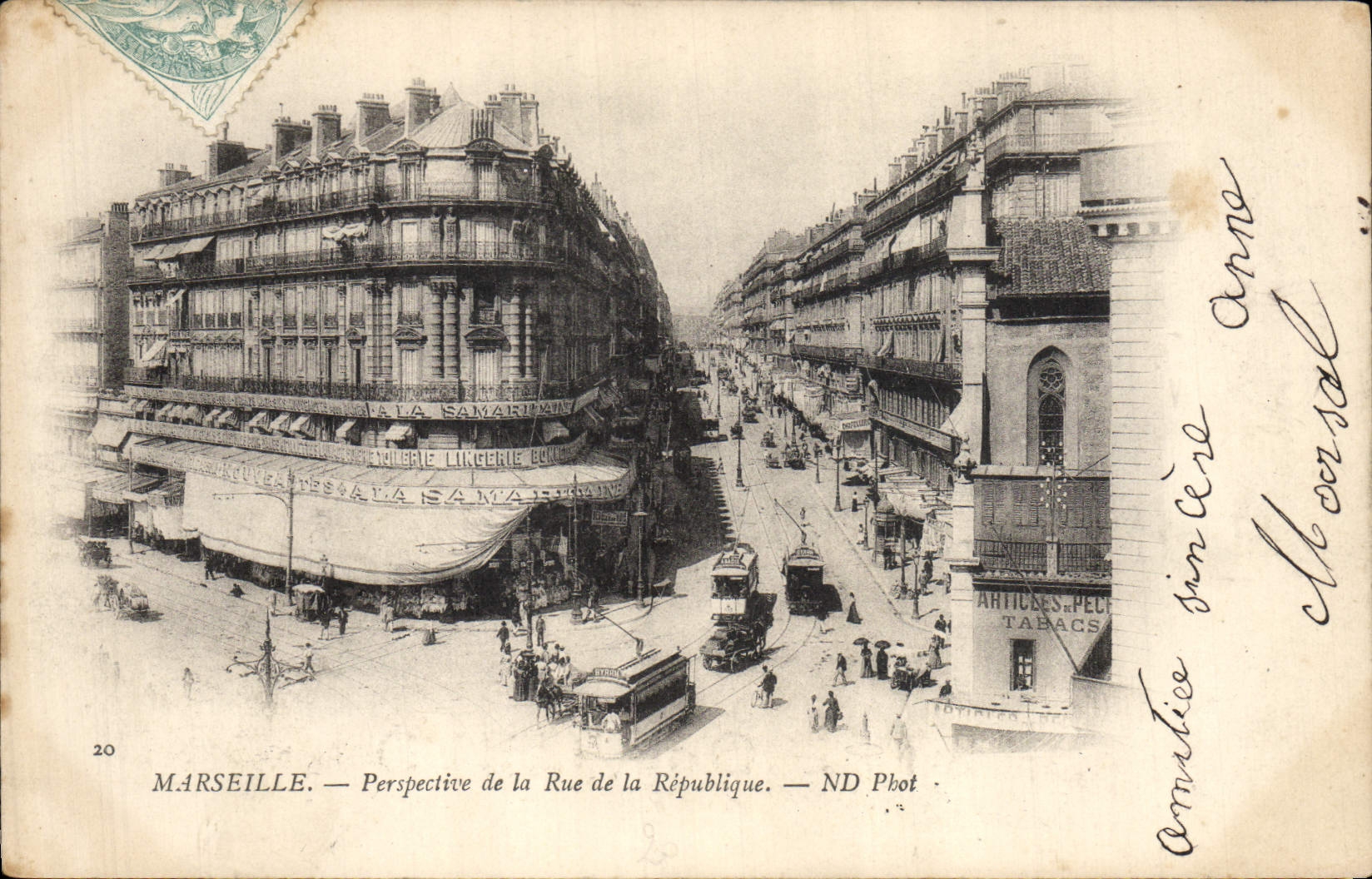 CPA Marseille Perspective De La Republique Tramway