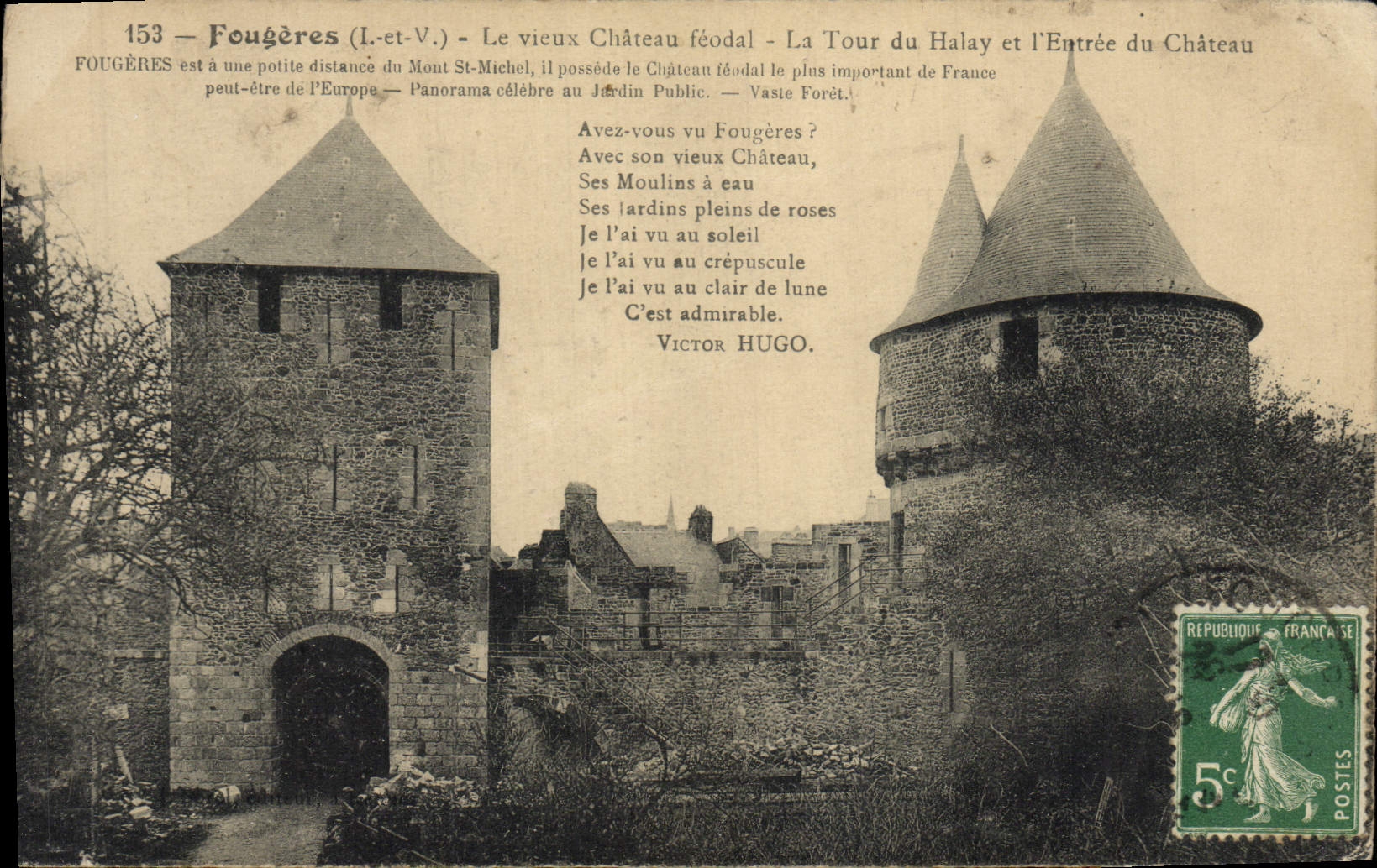 VINTAGE POSTCARD Ferns the Old feudal Castle the tower of Halay and the entry of the castle