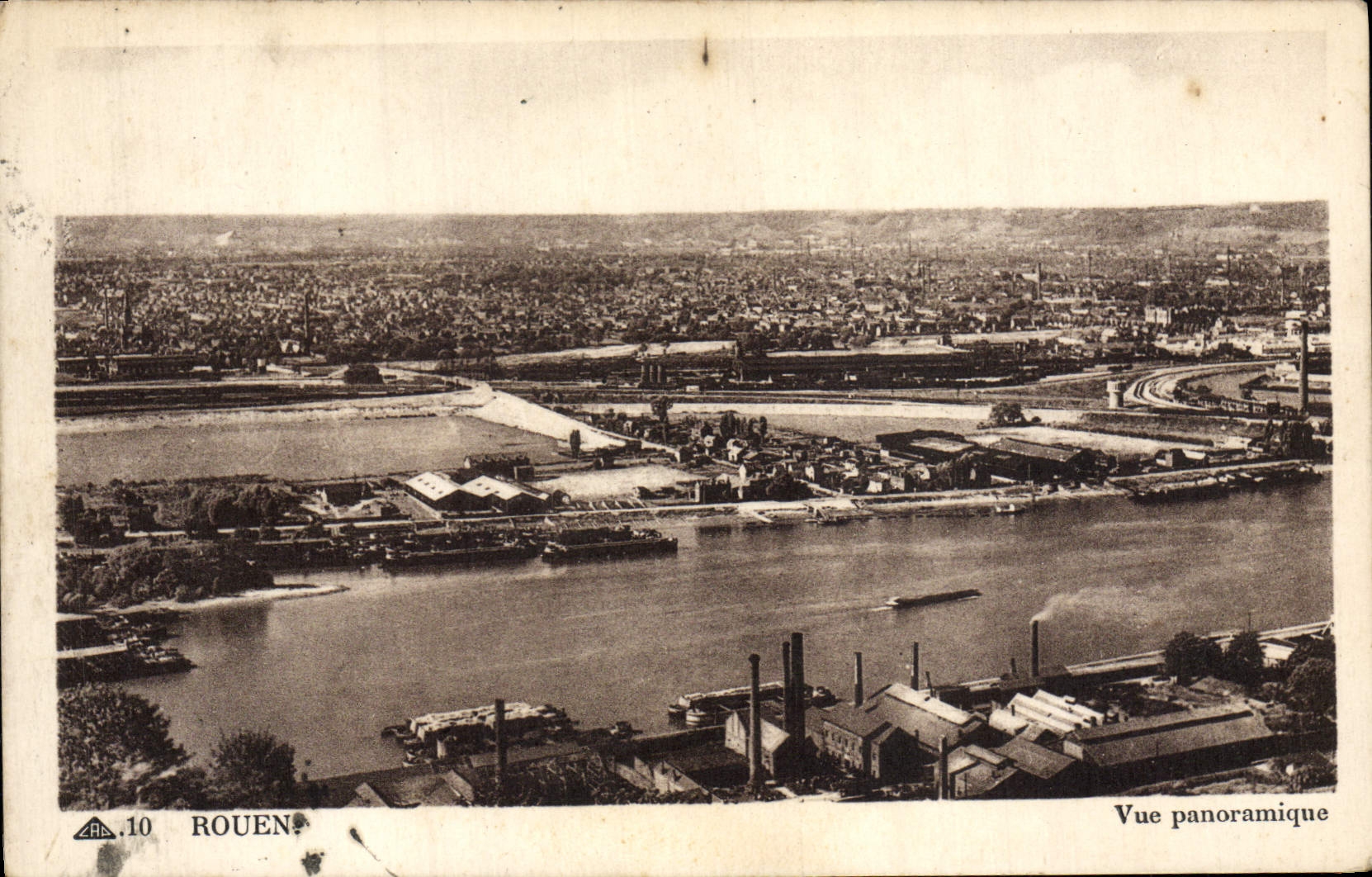 VINTAGE POSTCARD Rouen Panoramic View