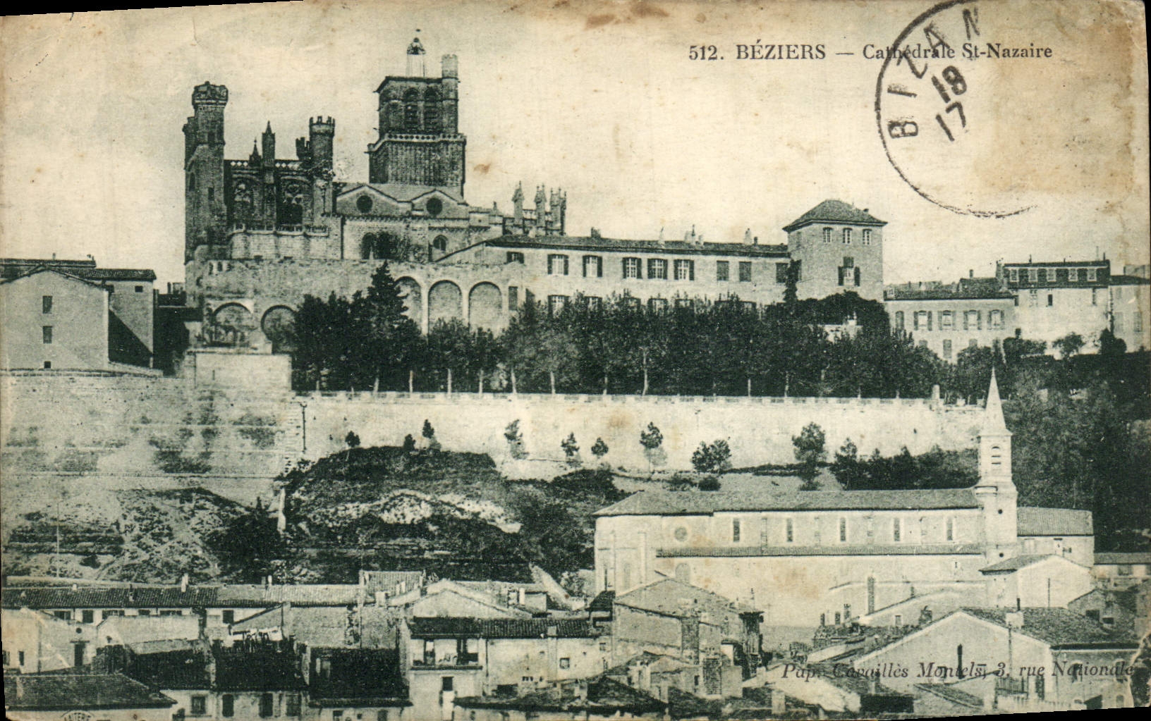 VINTAGE POSTCARD Beziers Cathedral St Nazaire