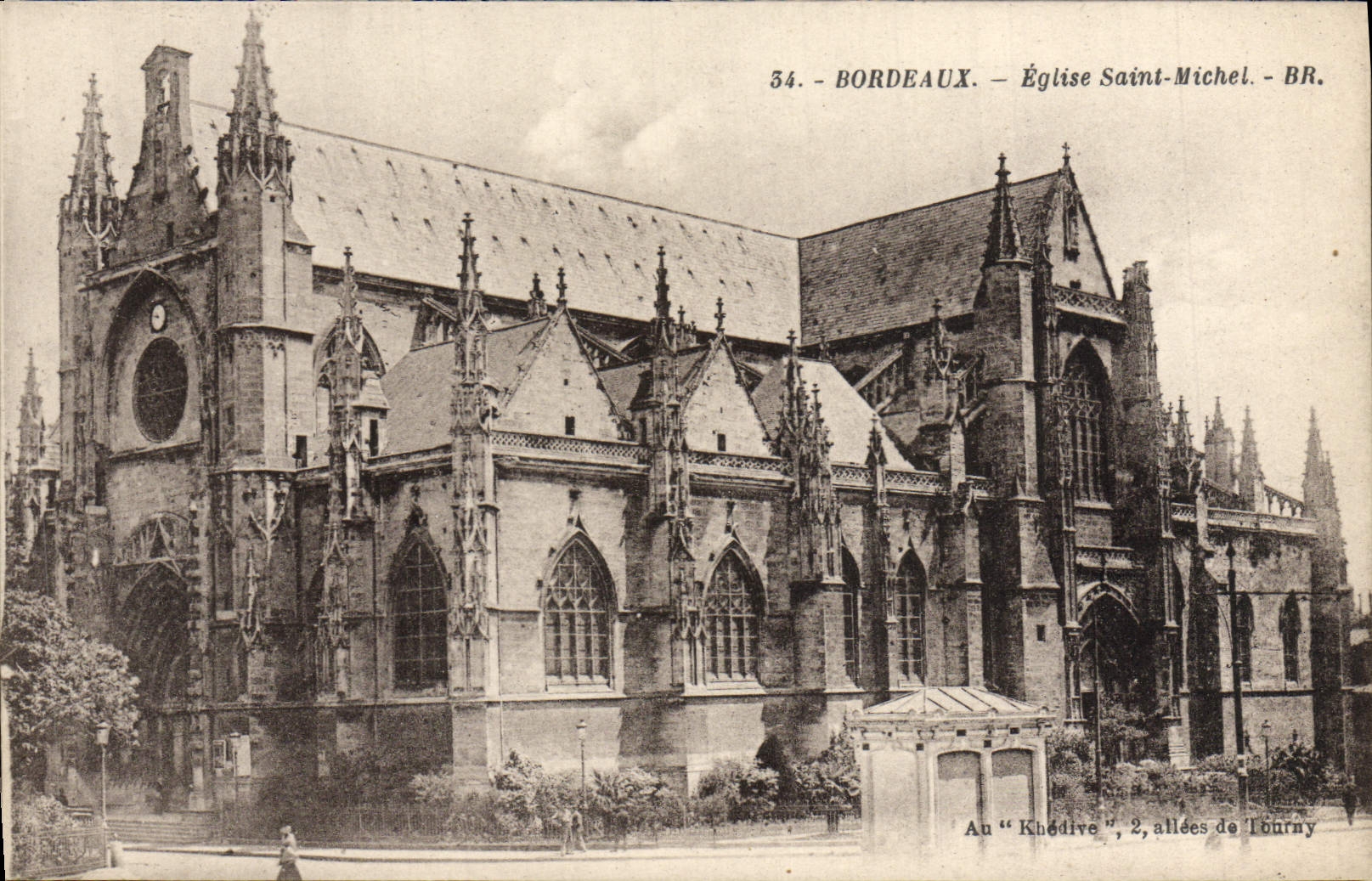 VINTAGE POSTCARD Bordeaux Church Saint Michel