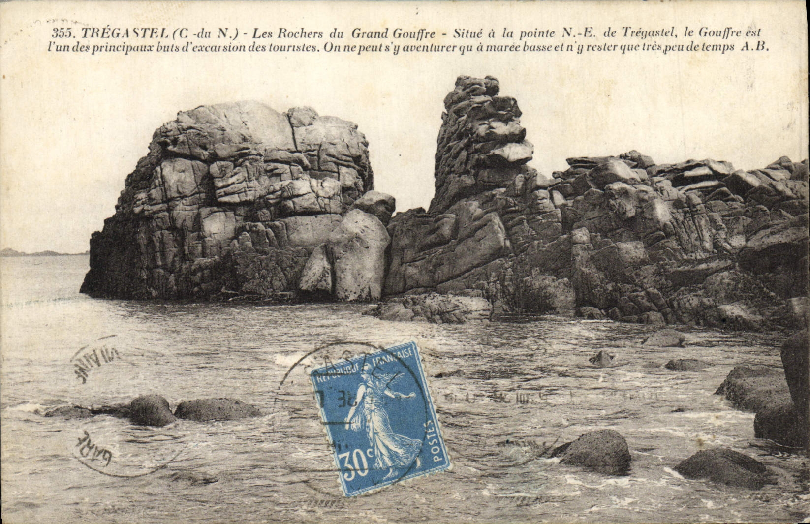 VINTAGE POSTCARD Tregastel Rocks of the Large Pit