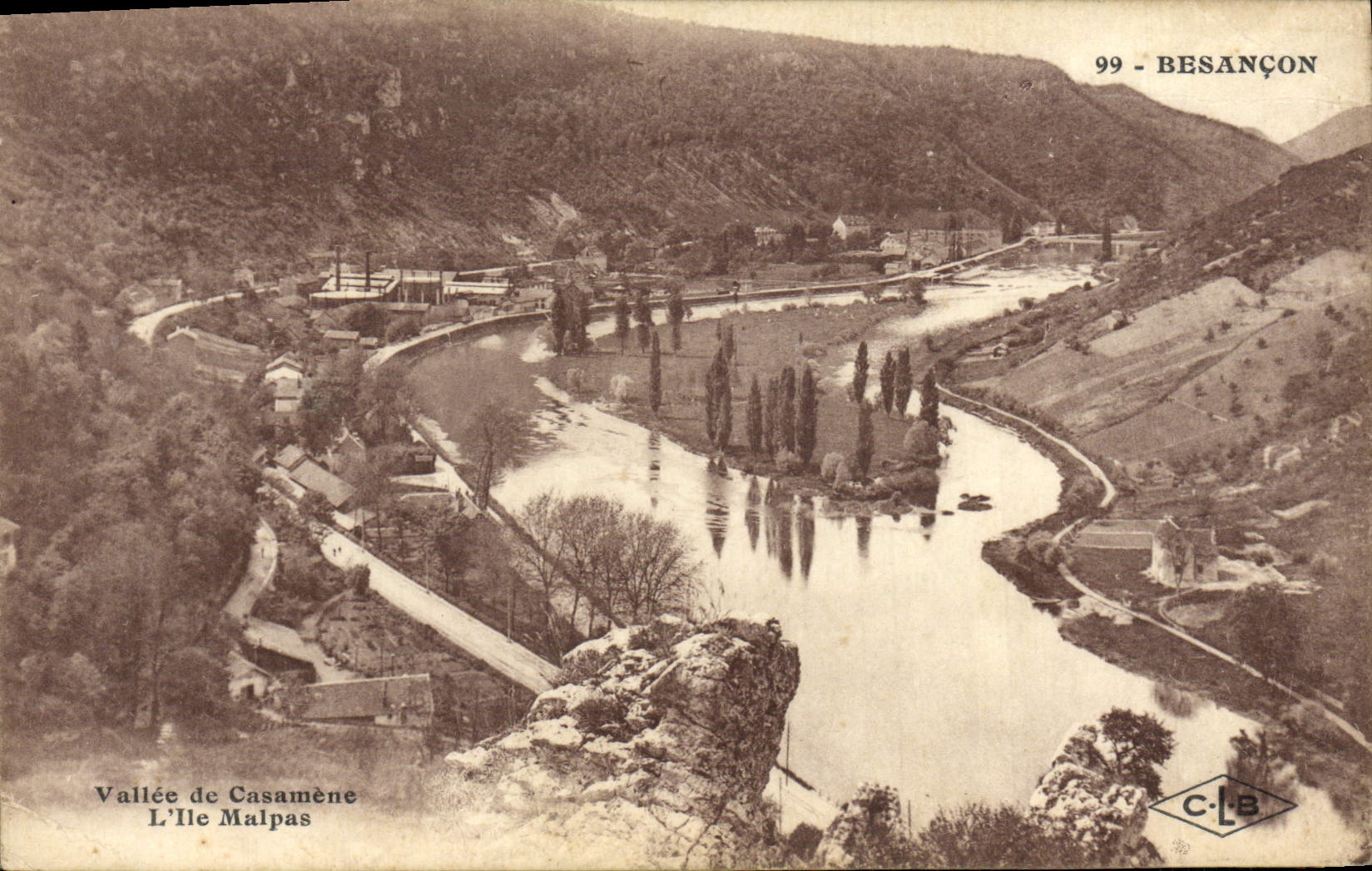 VINTAGE POSTCARD Besancon Valley of Casamene the island Malpas