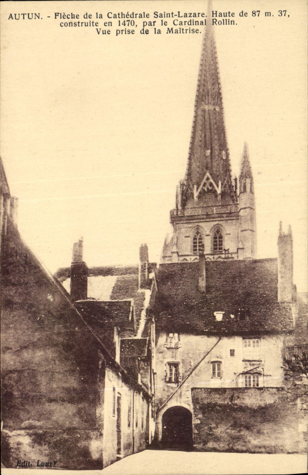 VINTAGE POSTCARD Autun Arrow Of Holy Cachedrale Lazare Seen from of the Control