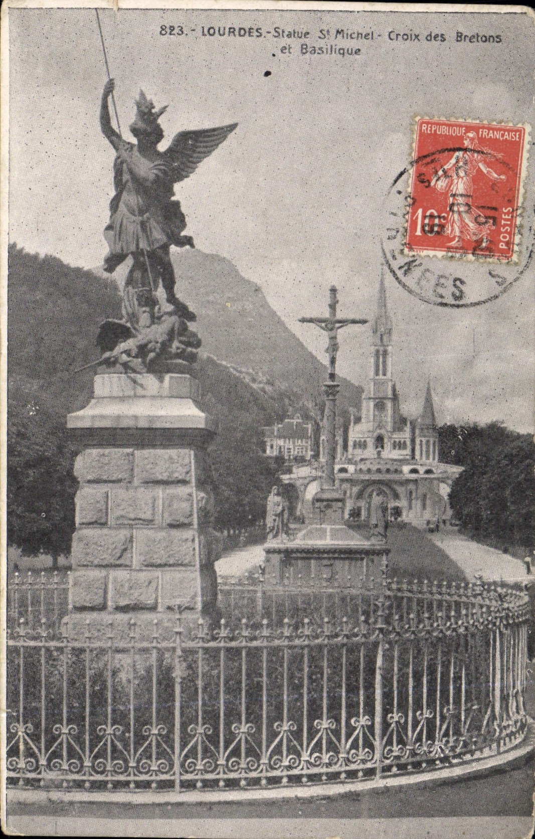 VINTAGE POSTCARD Lourdes Rules St Michel Croix Of the Breton ones