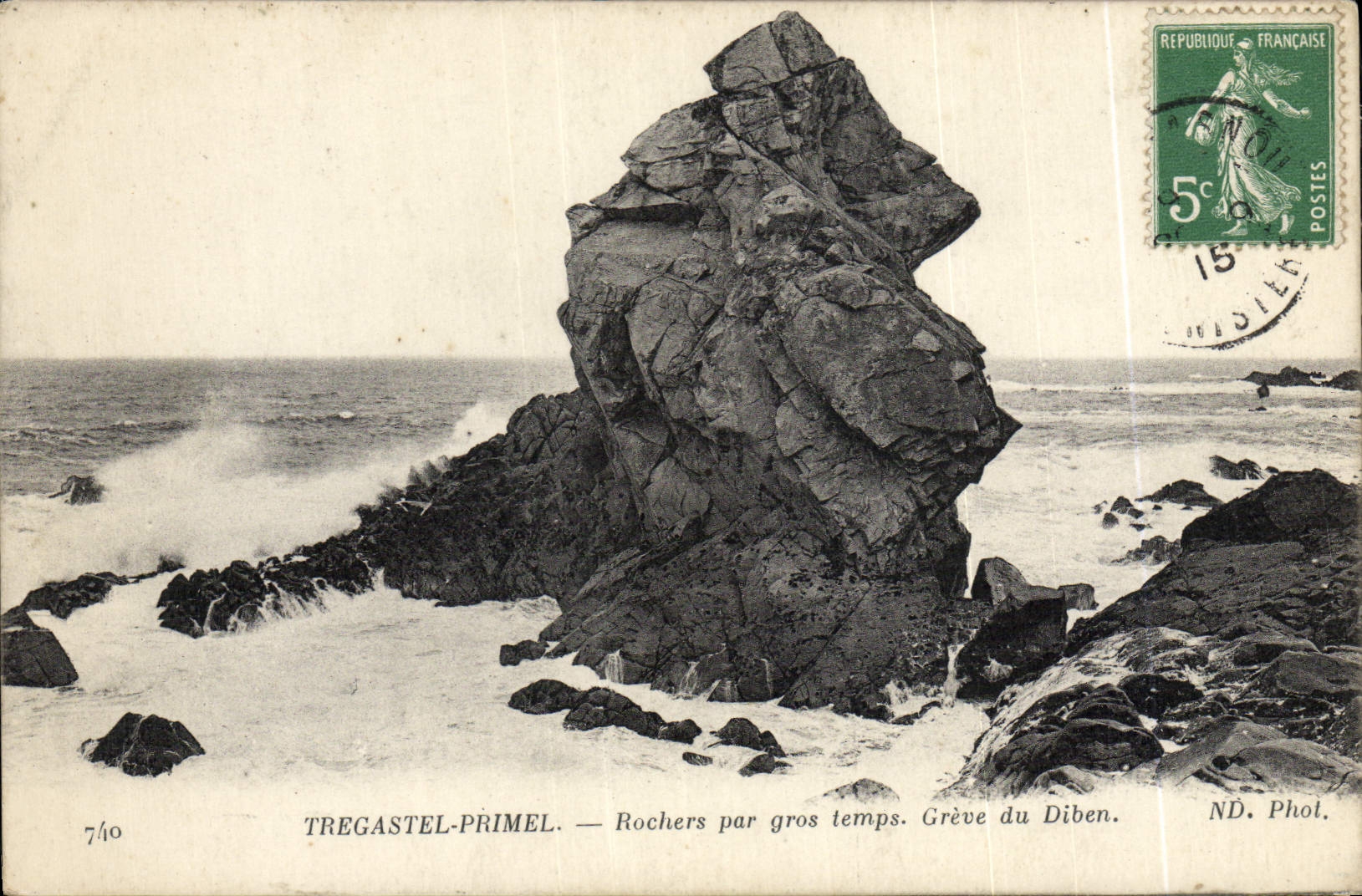 CPA Tregastel Primel Rochers Par Gros Temps Greve Du Diben