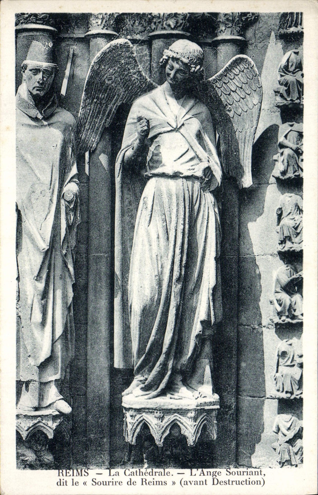VINTAGE POSTCARD Rheims the Cathedral the angel smiling To smile of Rheims