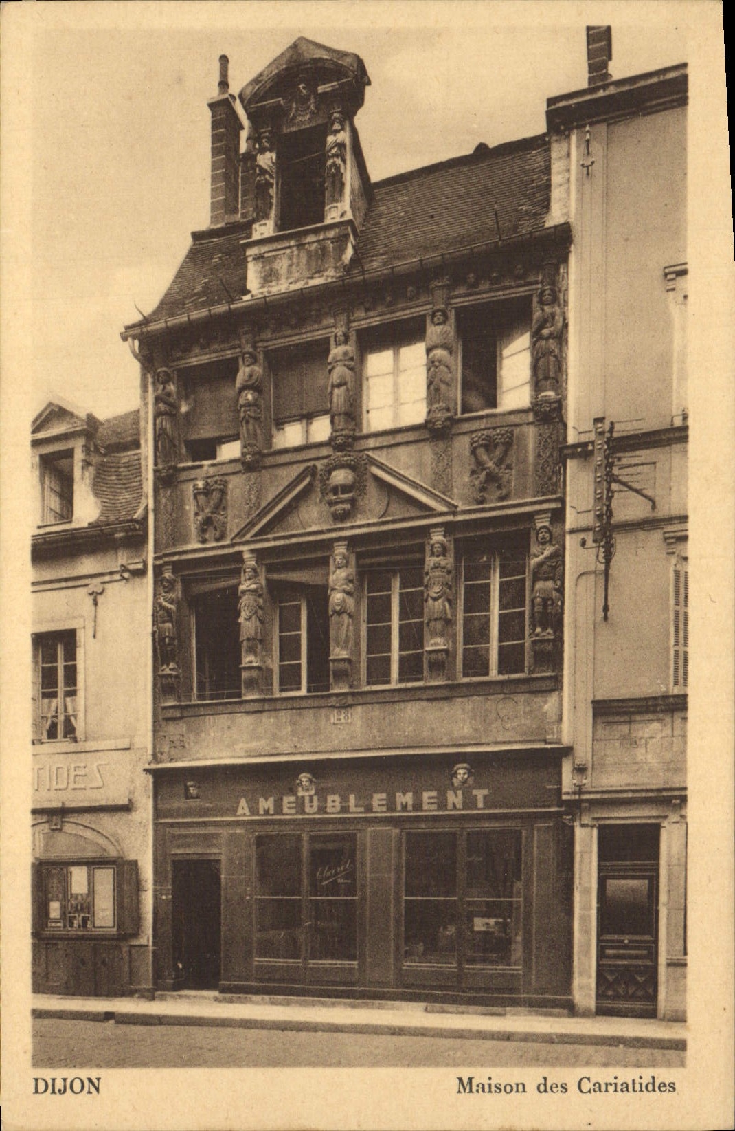 VINTAGE POSTCARD Dijon House Of the Caryatids Furnishing