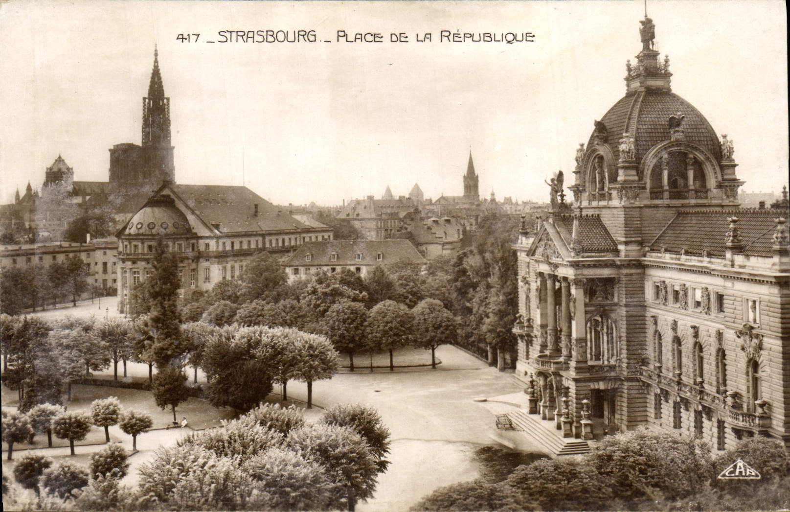 VINTAGE POSTCARD Strasbourg Places Republic