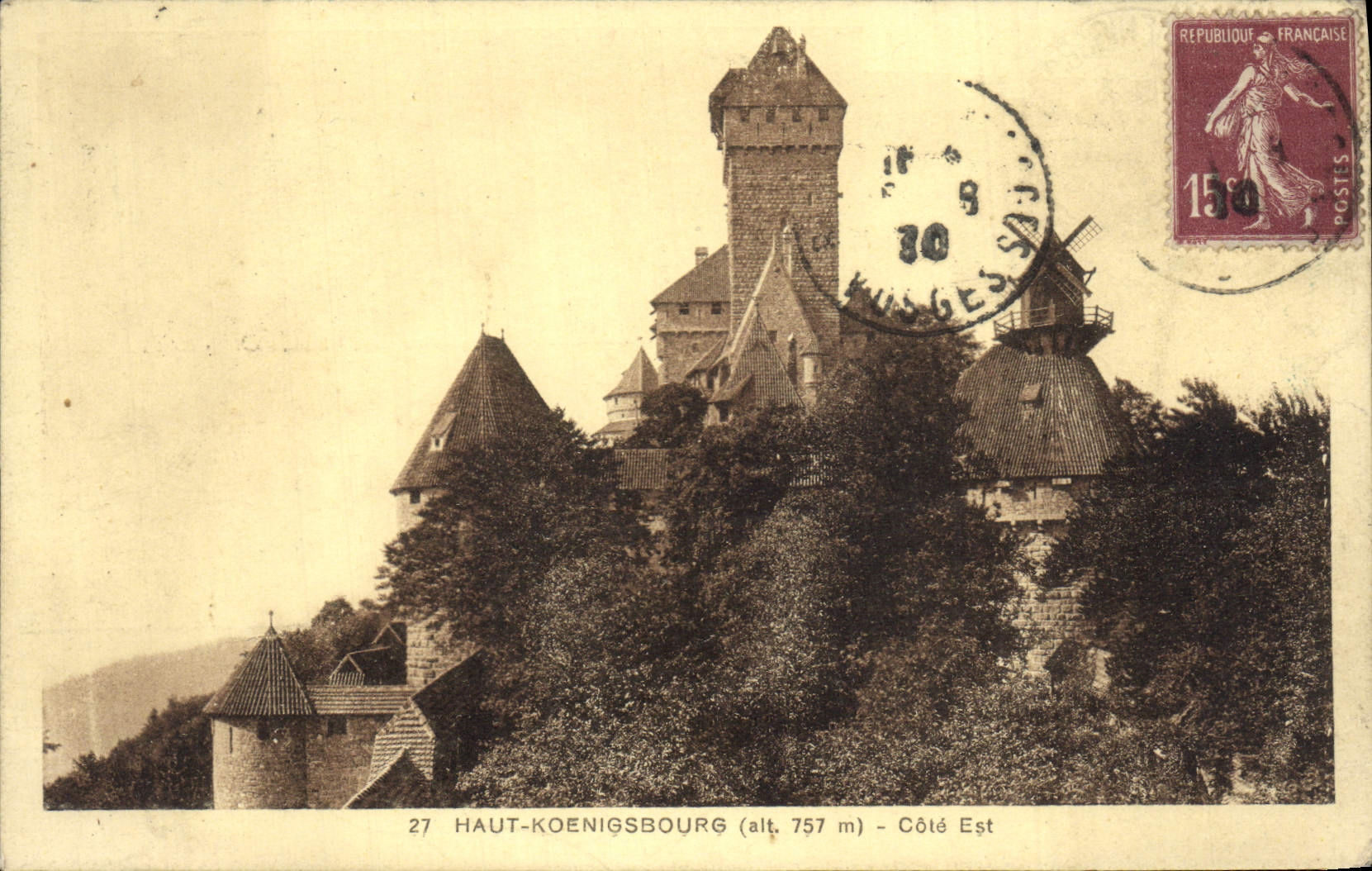 Costa este de Koenigsbourg de la POSTAL de la VENDIMIA alta