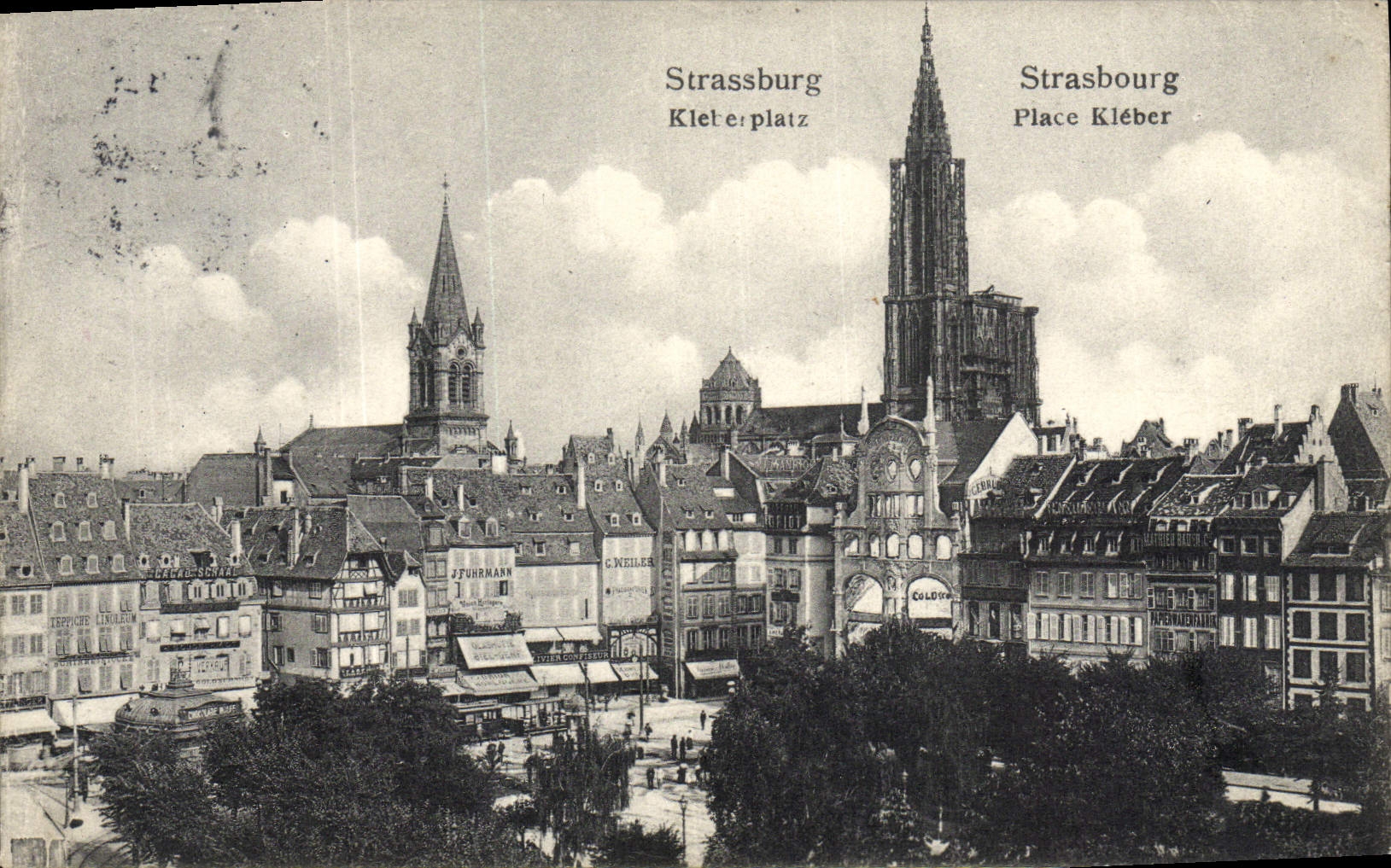 VINTAGE POSTCARD Strasbourg Places Kleber