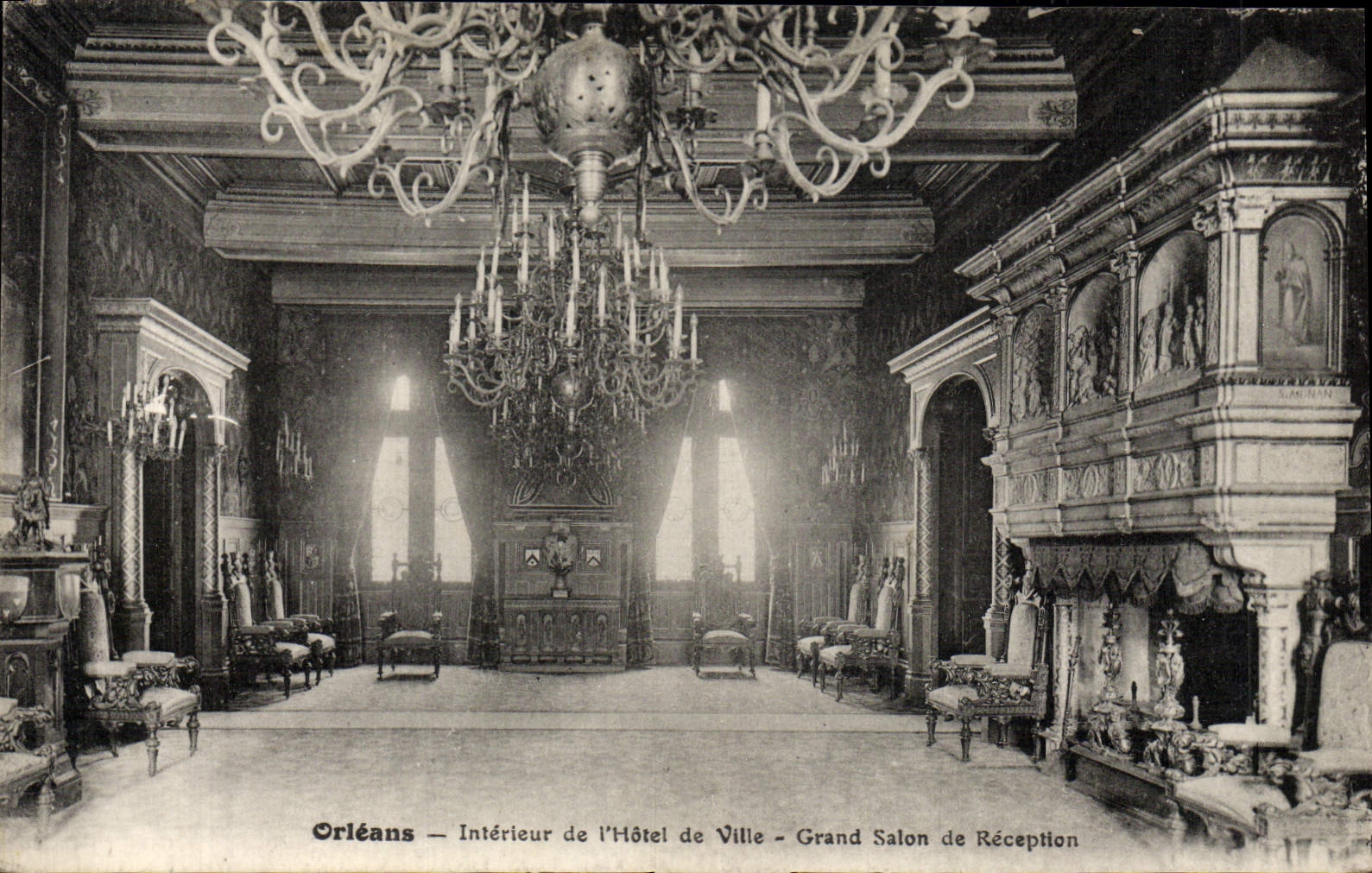 Sitio de recepción grande interior del ayuntamiento de Orleans De I' de la POSTAL de la VENDIMIA