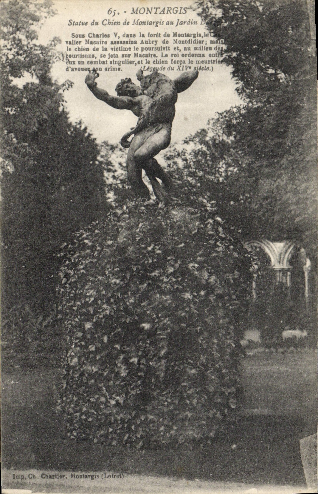 VINTAGE POSTCARD Montargis Rules Of the Dog of Montargis to the garden