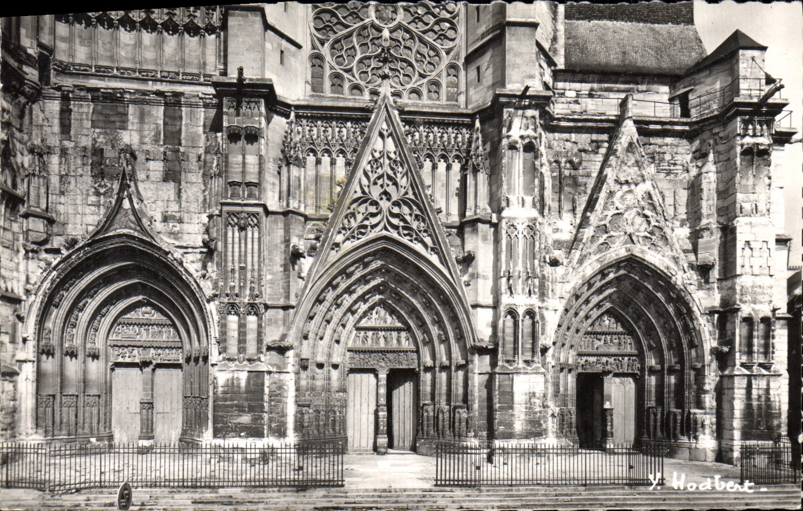 POSTAL MODERNA Meaux la catedral Etienne santo los tres tympanums dura vida del juicio Saint de la vida baptista de Jean de la Virgen bendecida