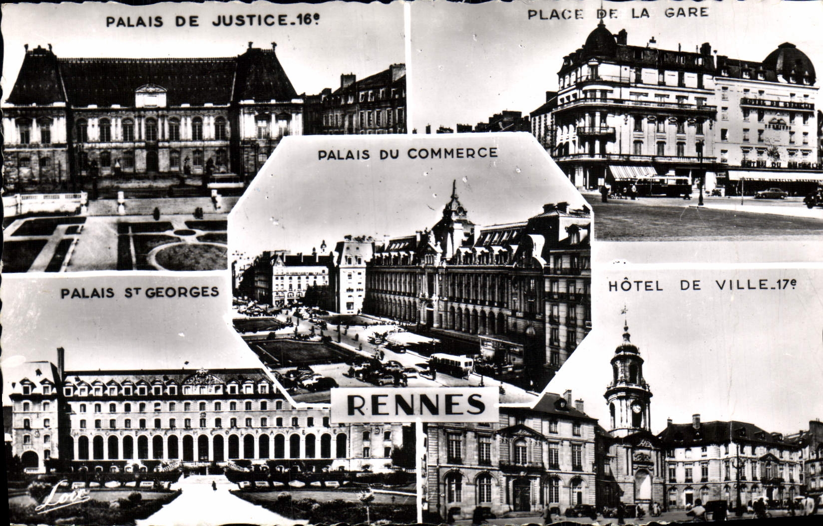 CPM Rennes Palais de justice Place de la Gare Palais St Georges Hotel de ville Palais du commerce
