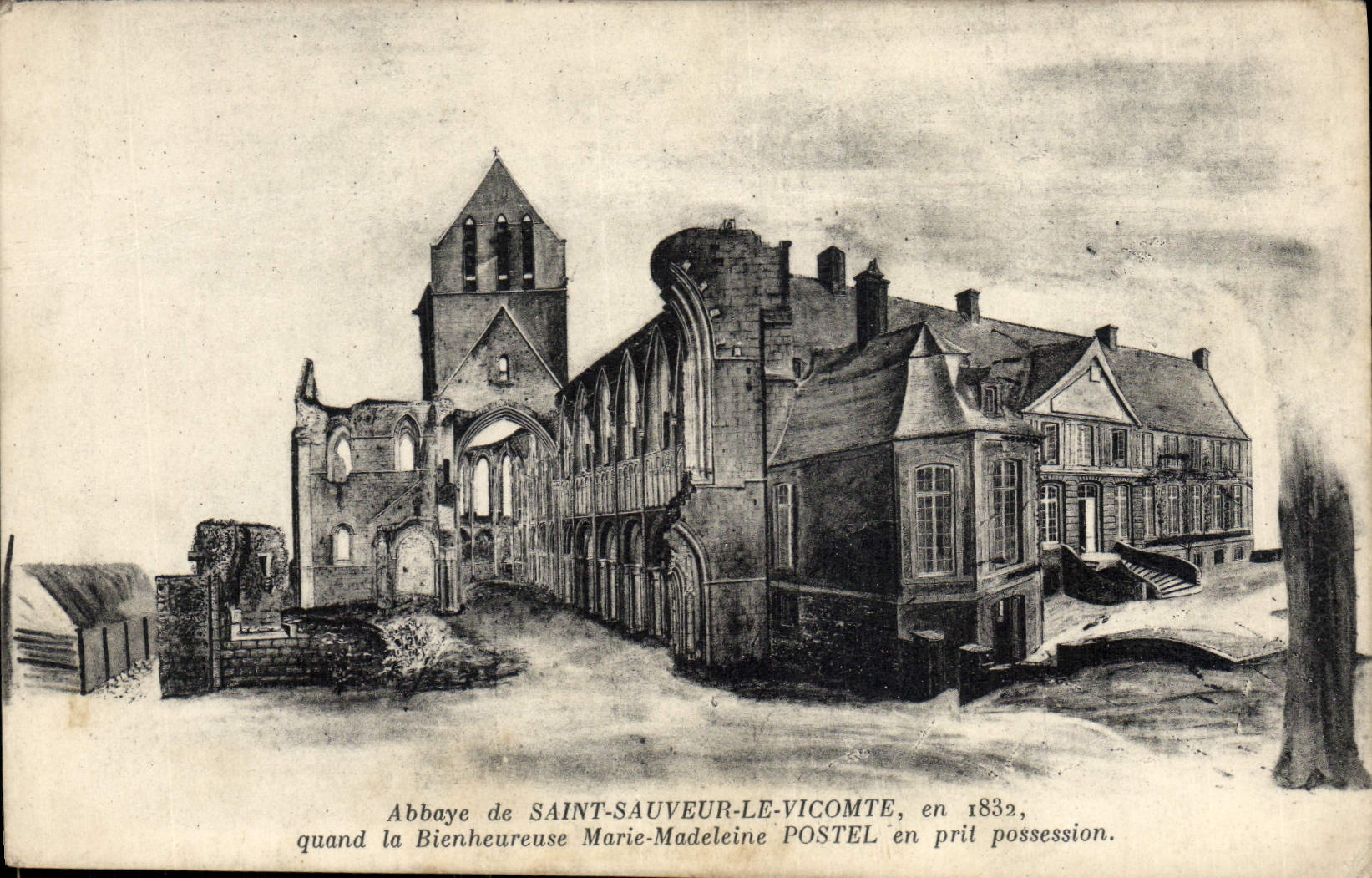 CPA Abbaye de Saint Sauveur le Vicomte en 1832
