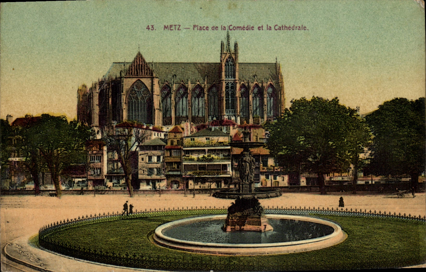 VINTAGE POSTCARD Metz Places Comedy and the Cathedral